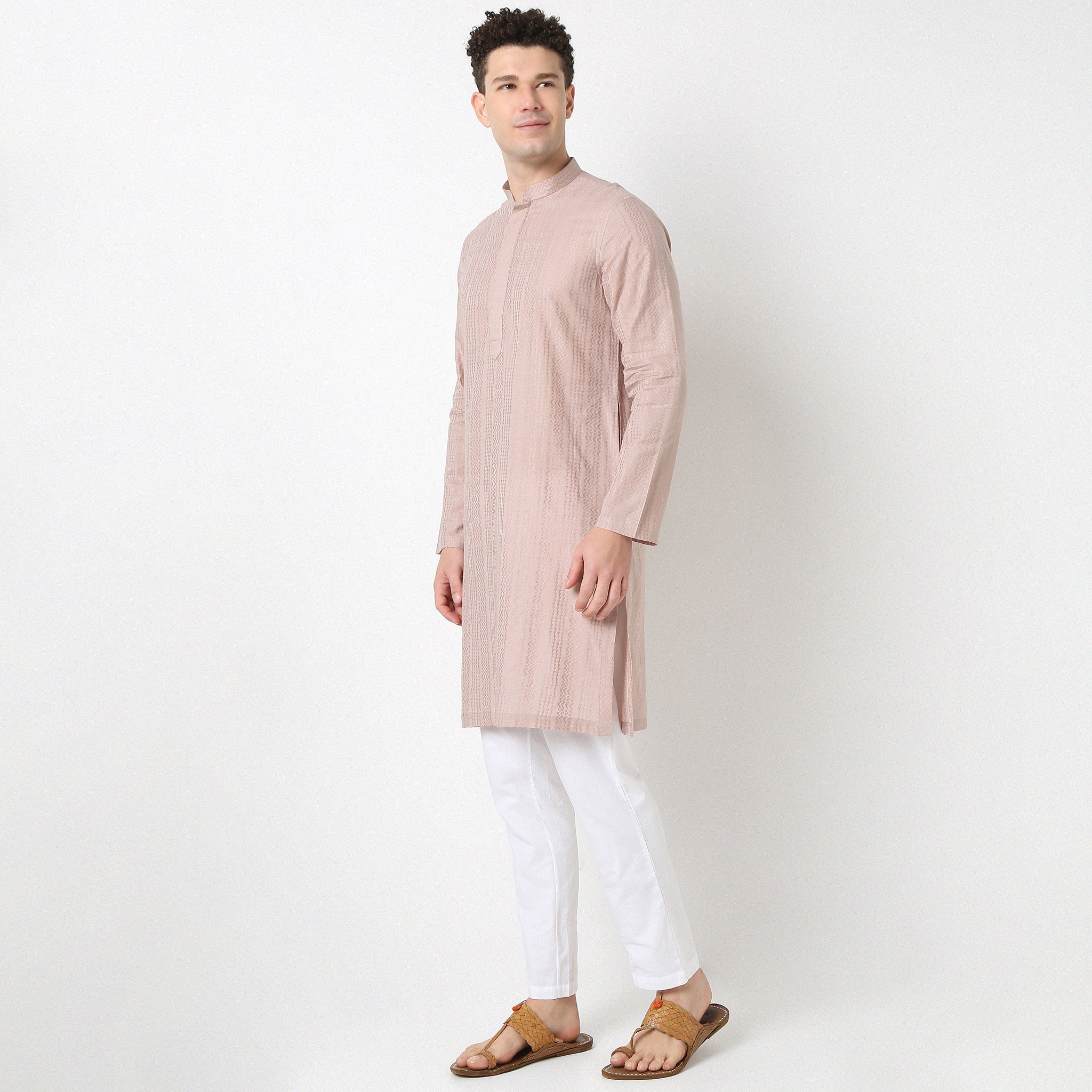 Straight Fit Lapet Long Kurta - Image 9