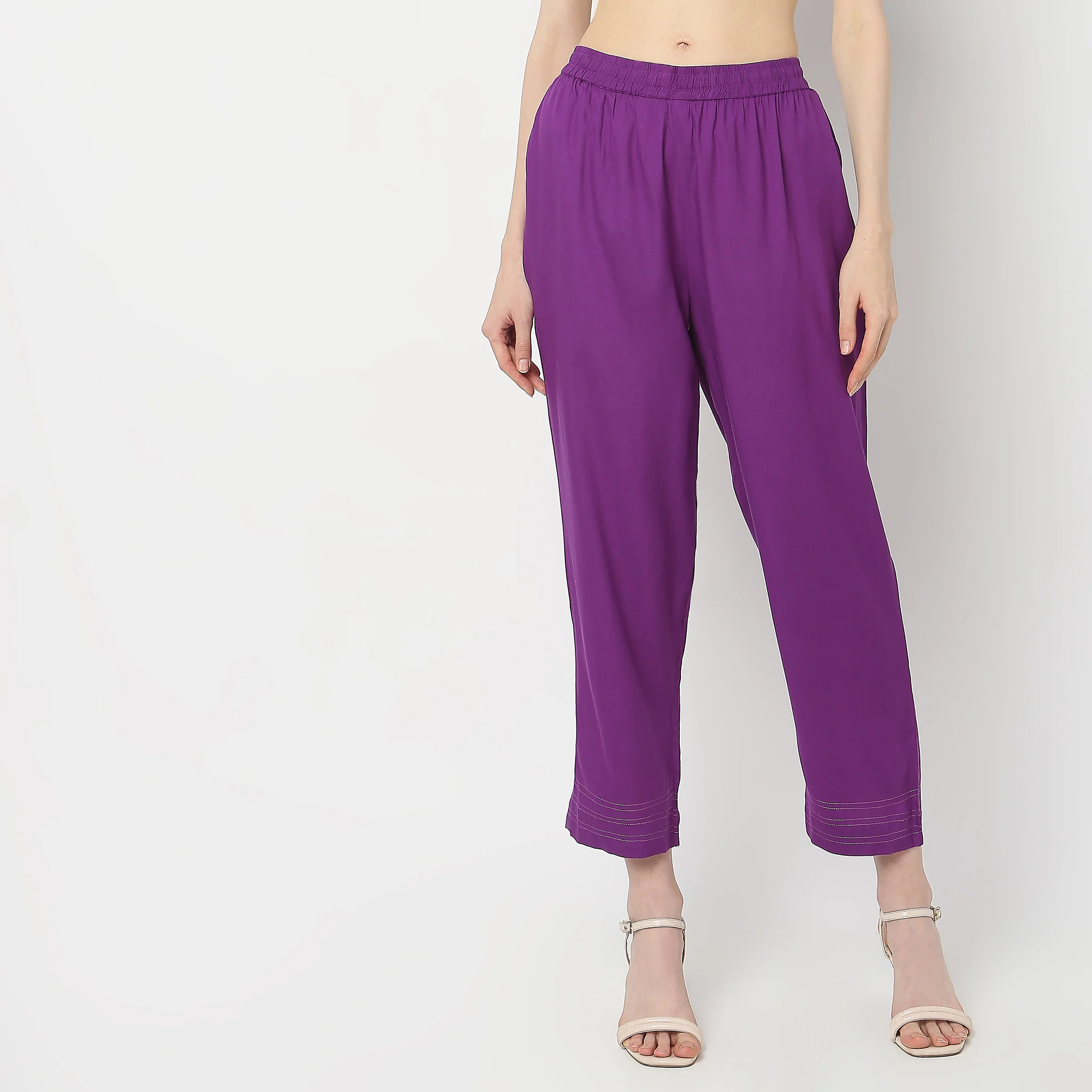 Straight Fit Ankle Length Ethnic Pants - Image 2