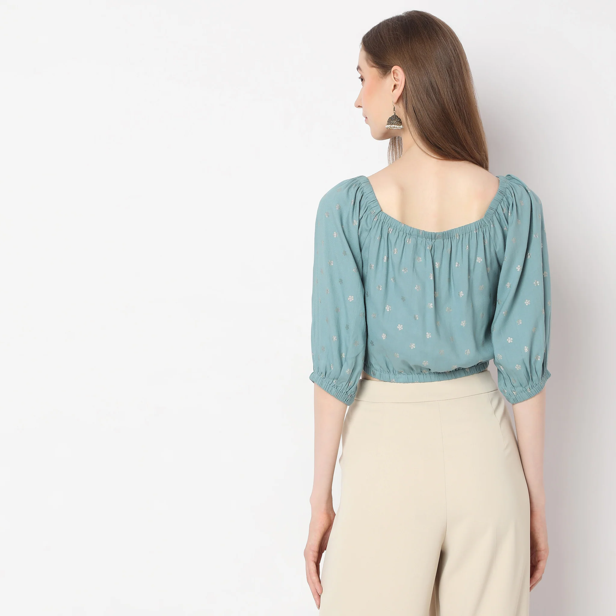 Straight Fit Embellished Crop Top - Image 3