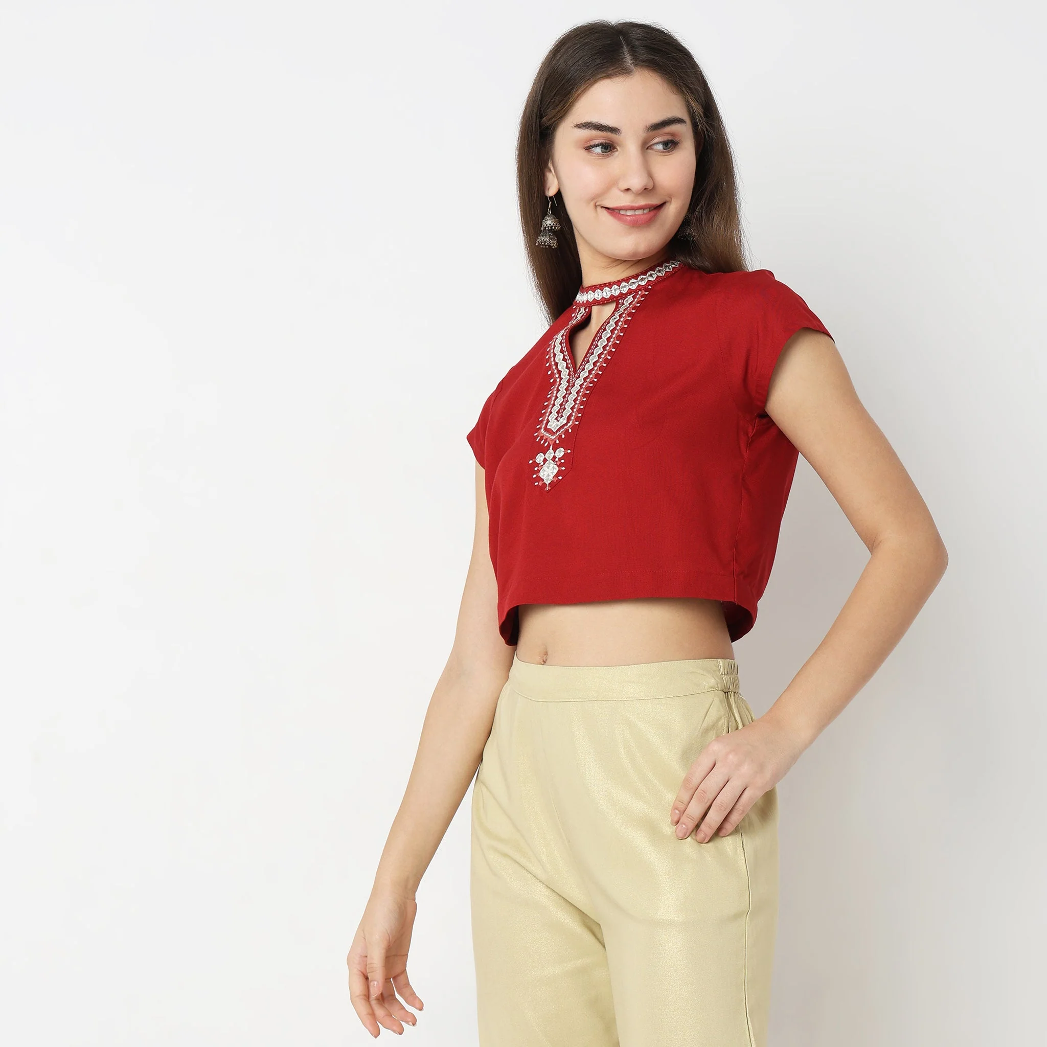 Straight Fit Embroidered Crop Top - Image 10