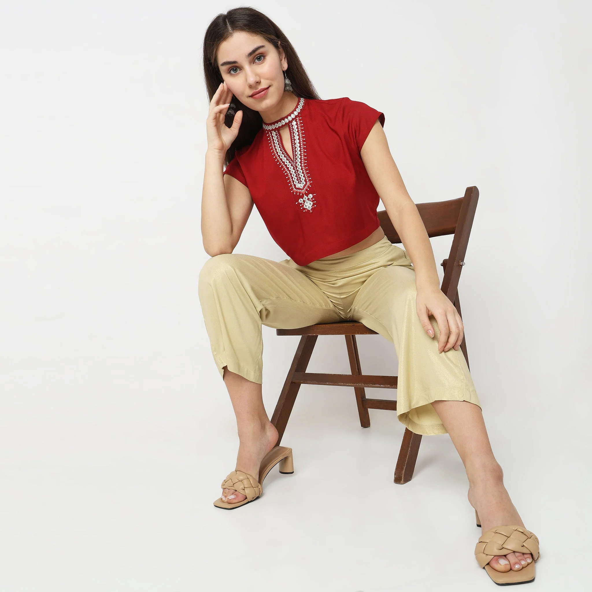 Straight Fit Embroidered Crop Top - Image 6
