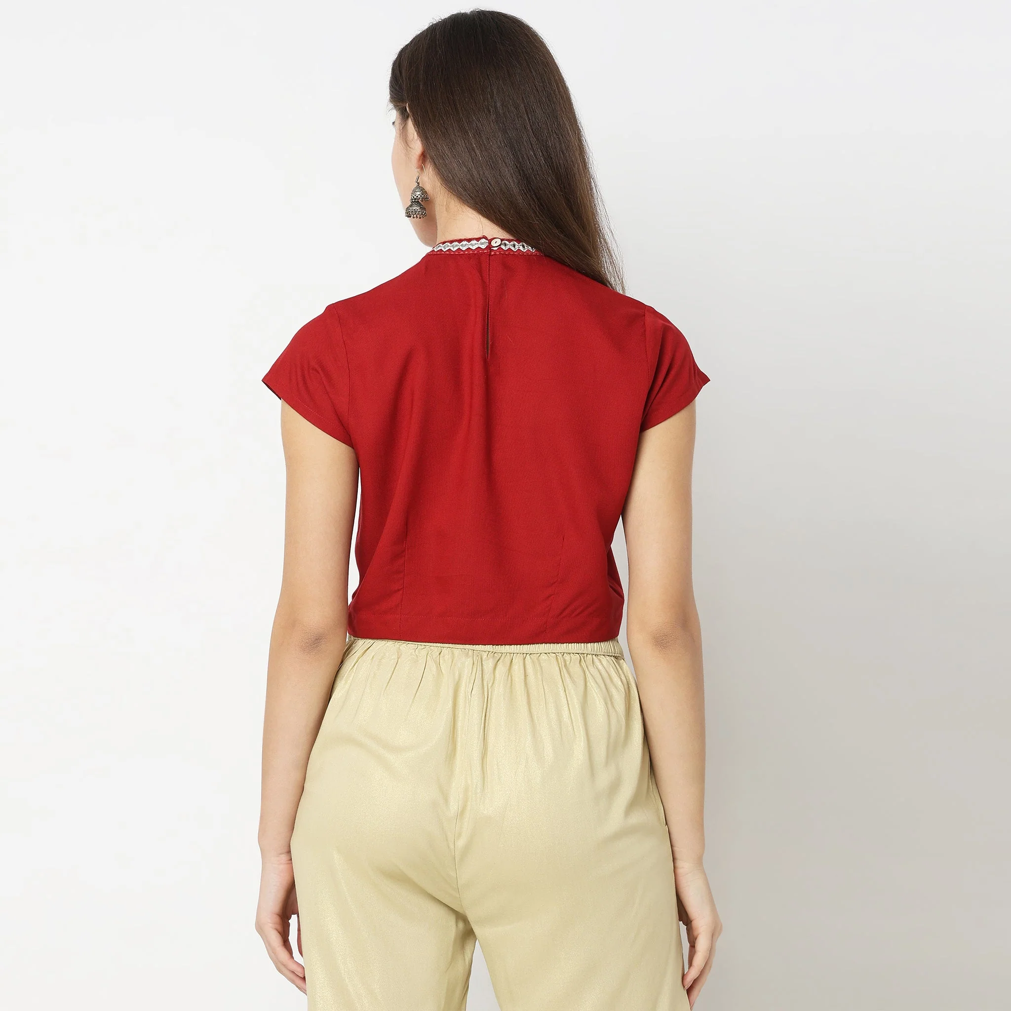 Straight Fit Embroidered Crop Top - Image 8
