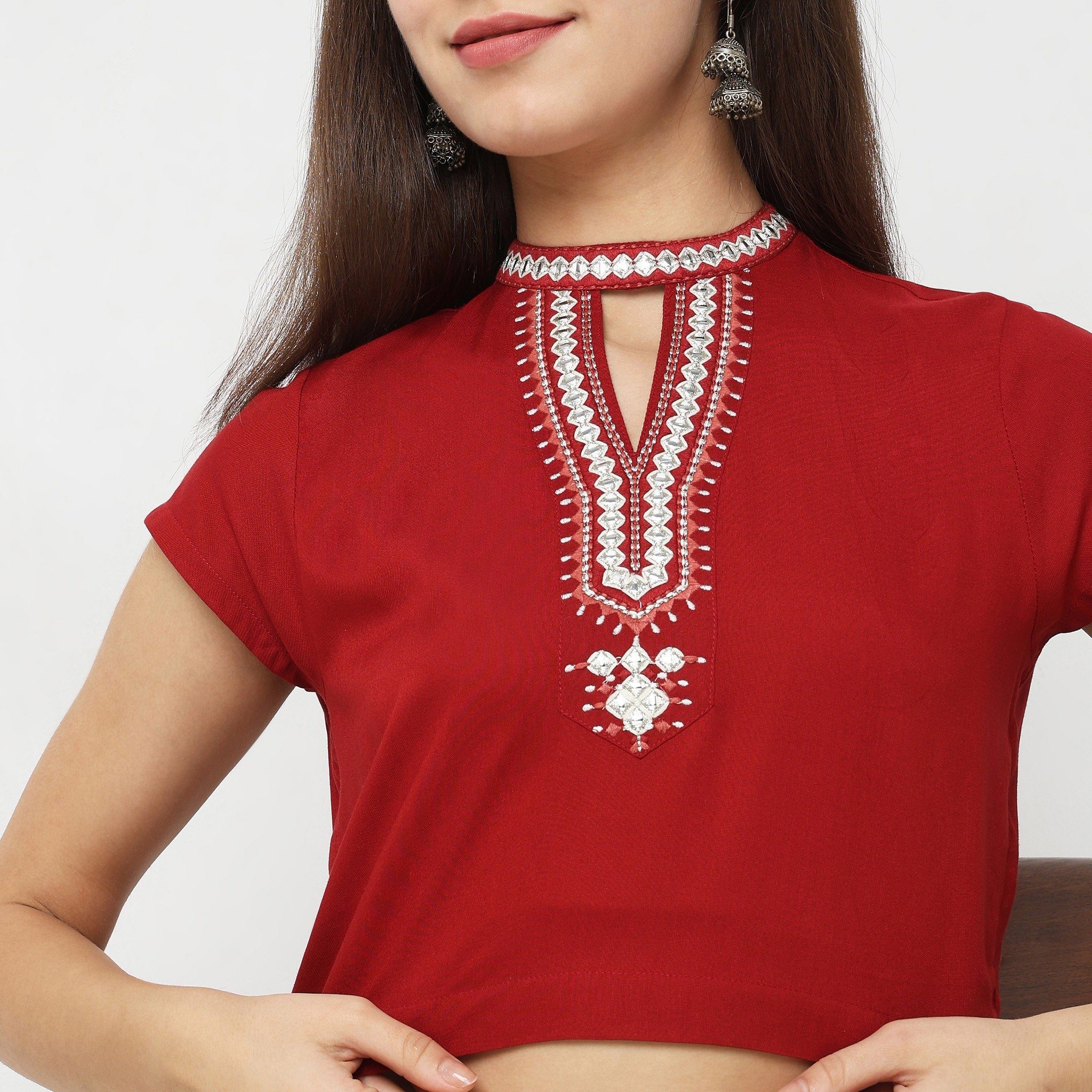 Straight Fit Embroidered Crop Top - Image 9