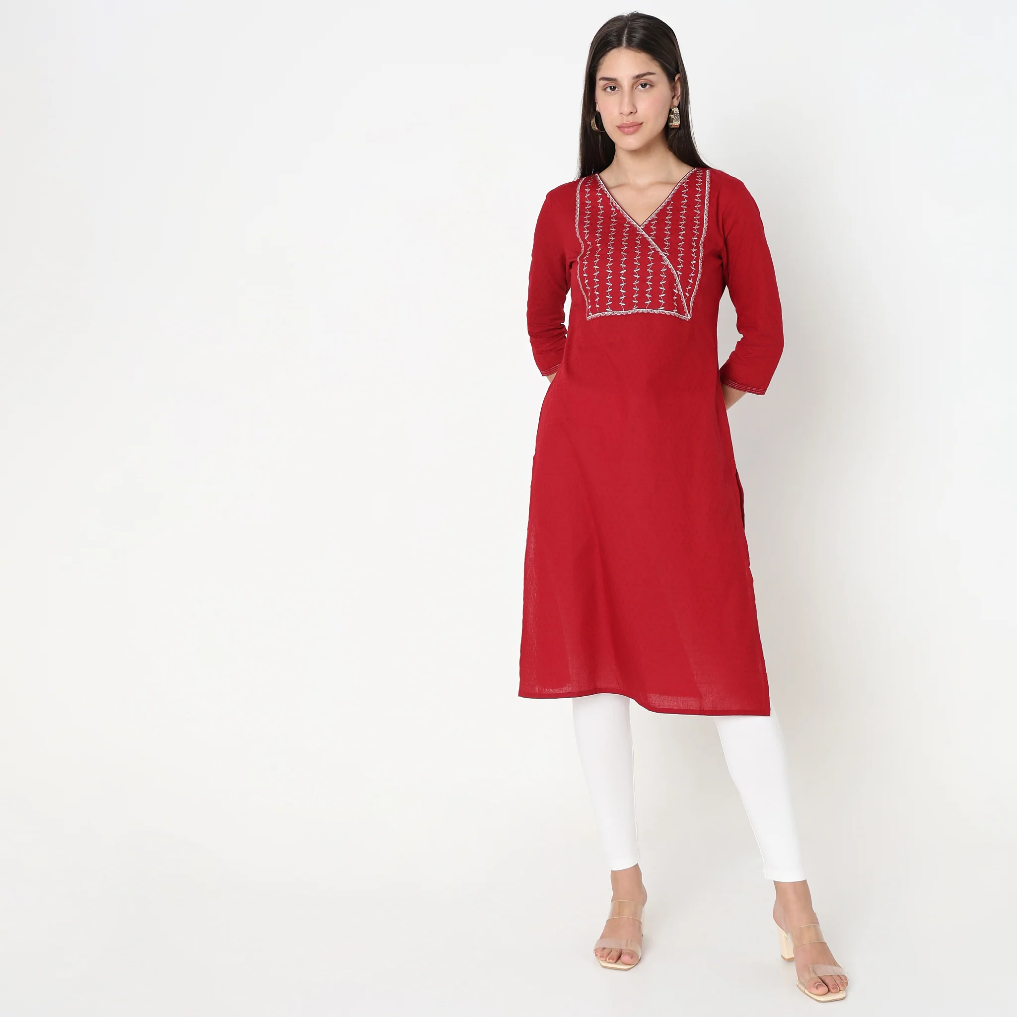 Straight Fit Embroidered Kurta - Image 2