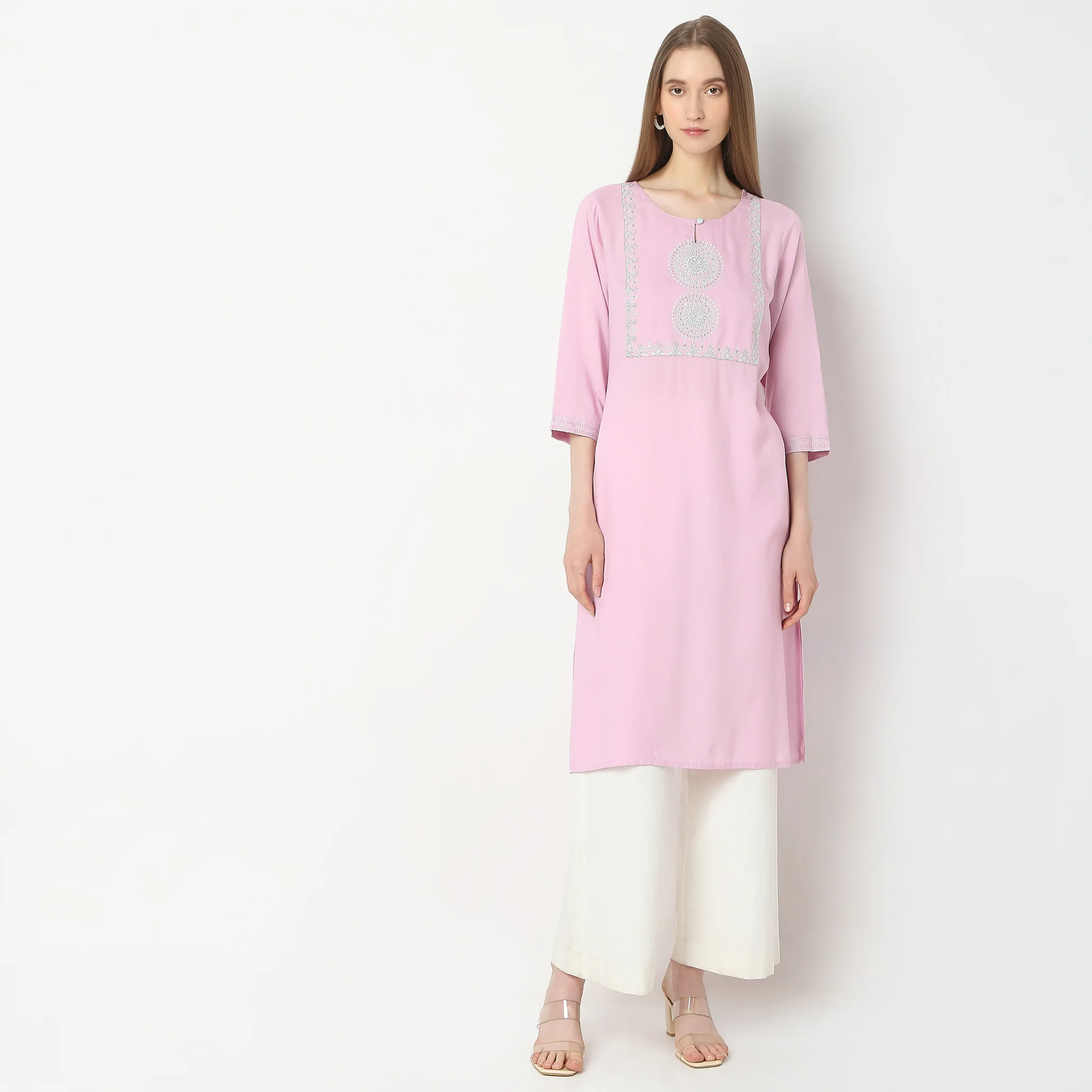 Straight Fit Embroidered Kurta - Image 2
