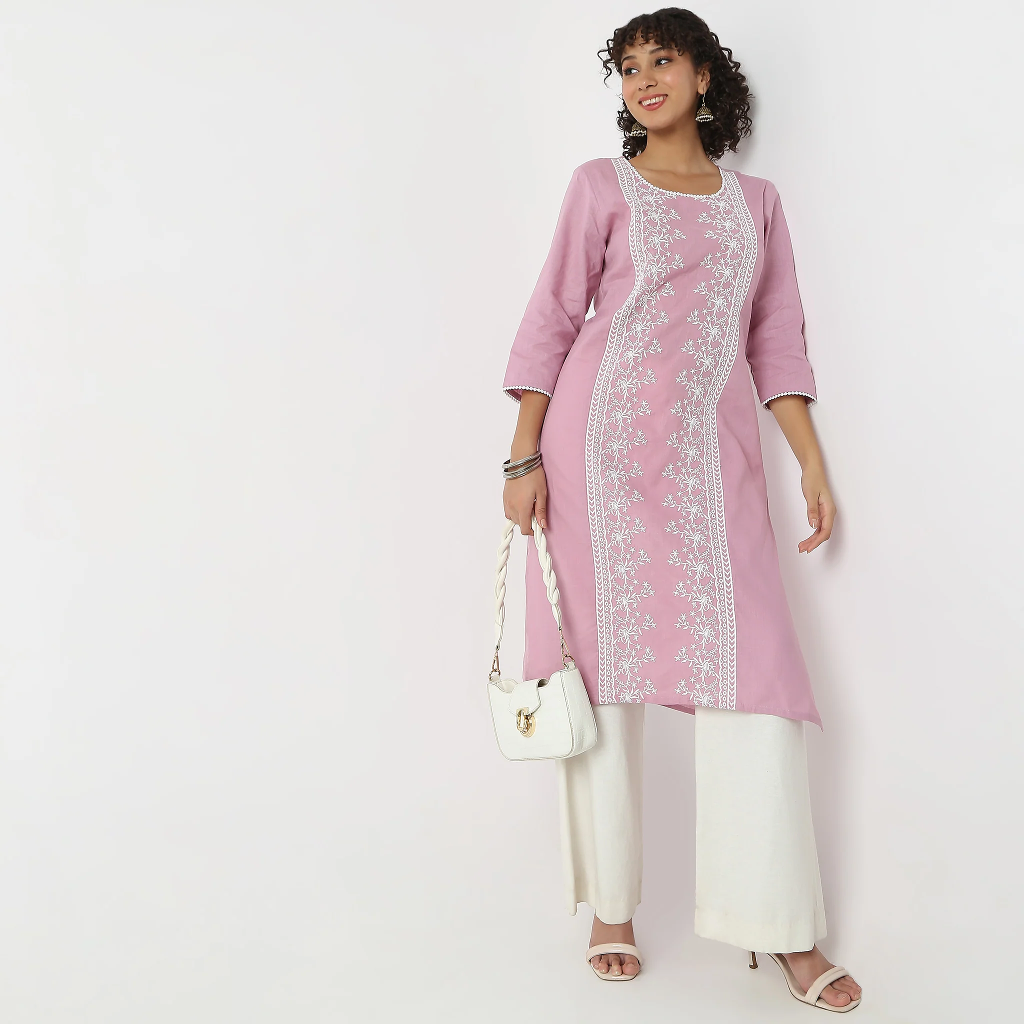 Straight Fit Embroidered U-Neck Kurta - Image 6