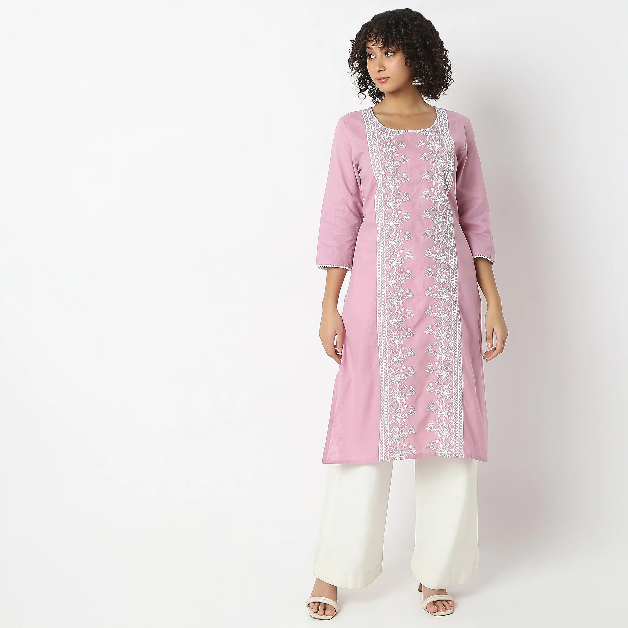 Straight Fit Embroidered U-Neck Kurta - Image 7