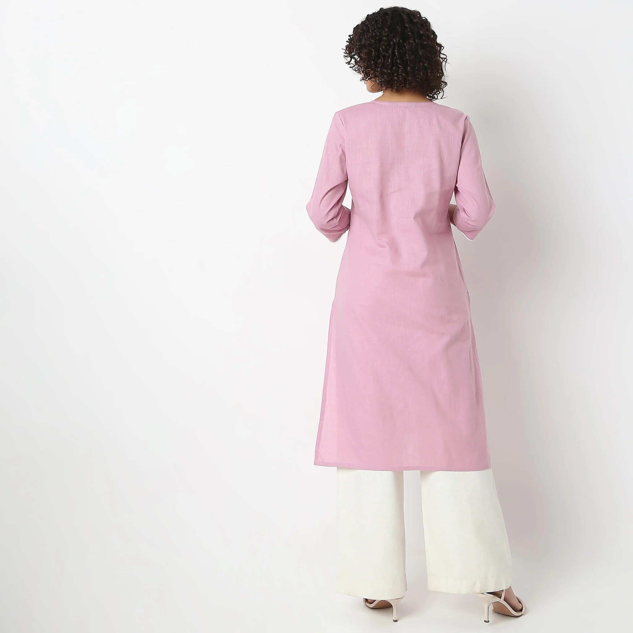 Straight Fit Embroidered U-Neck Kurta - Image 8