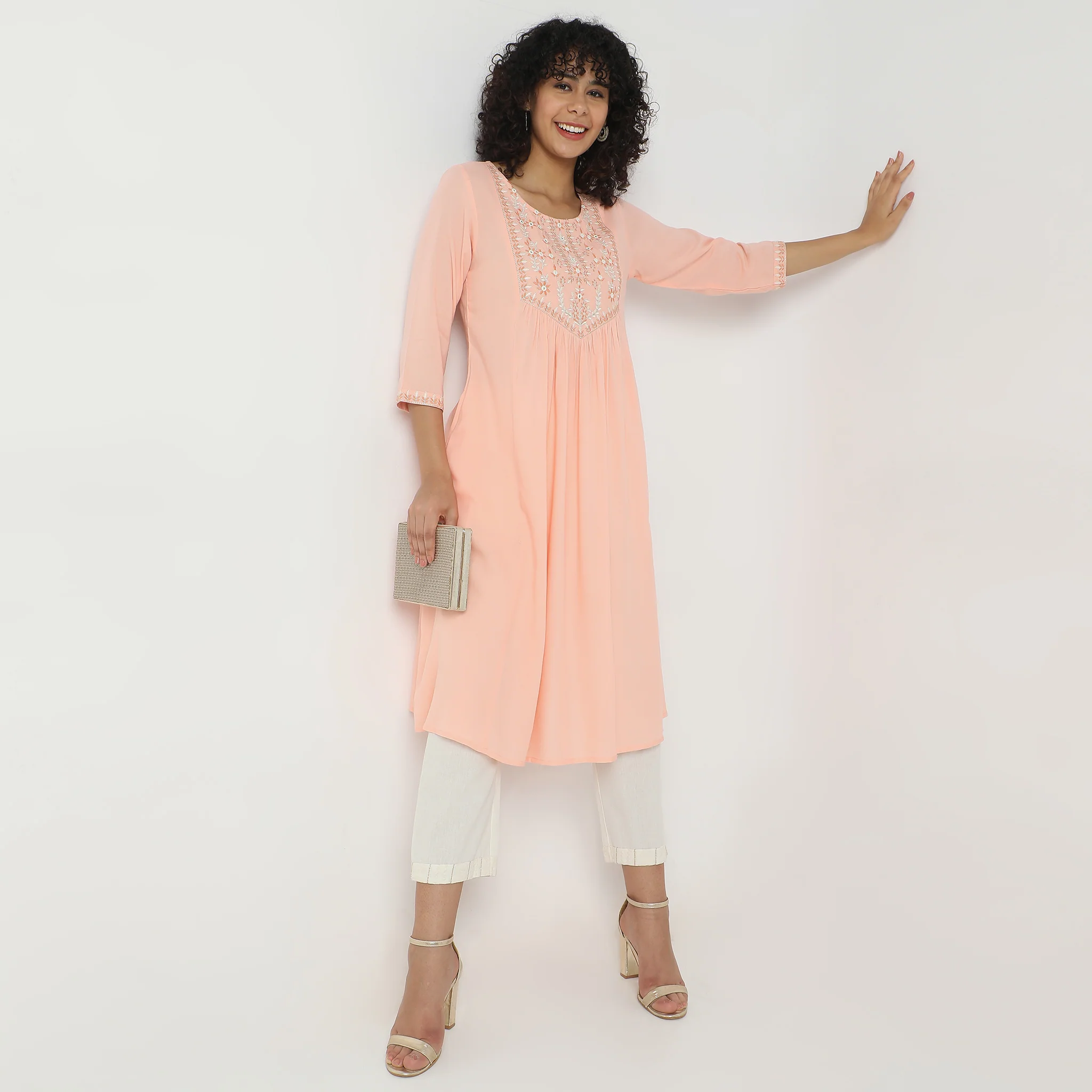 Straight Fit Embroidered Kurta