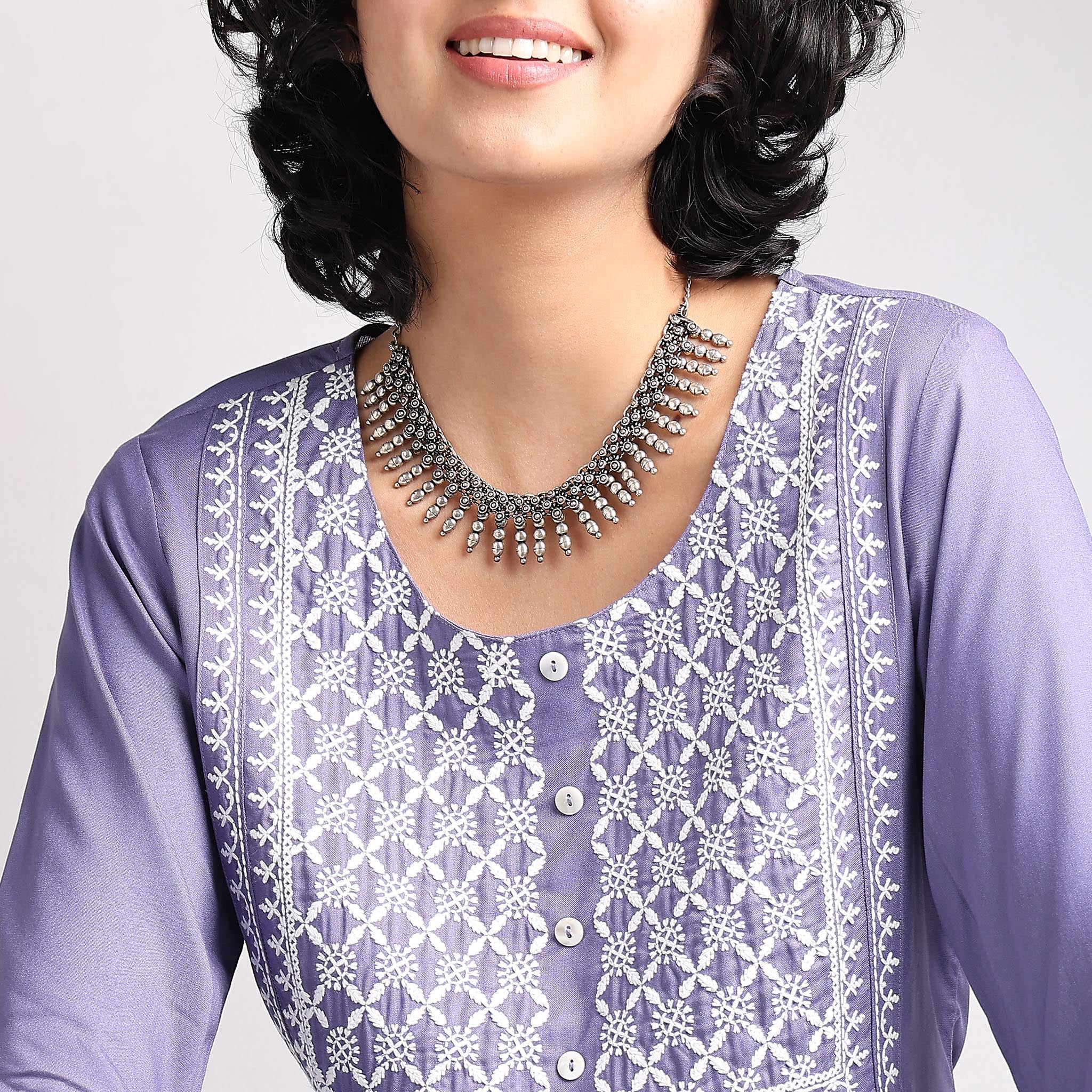 Straight Fit Embroidered Short Kurta - Image 4