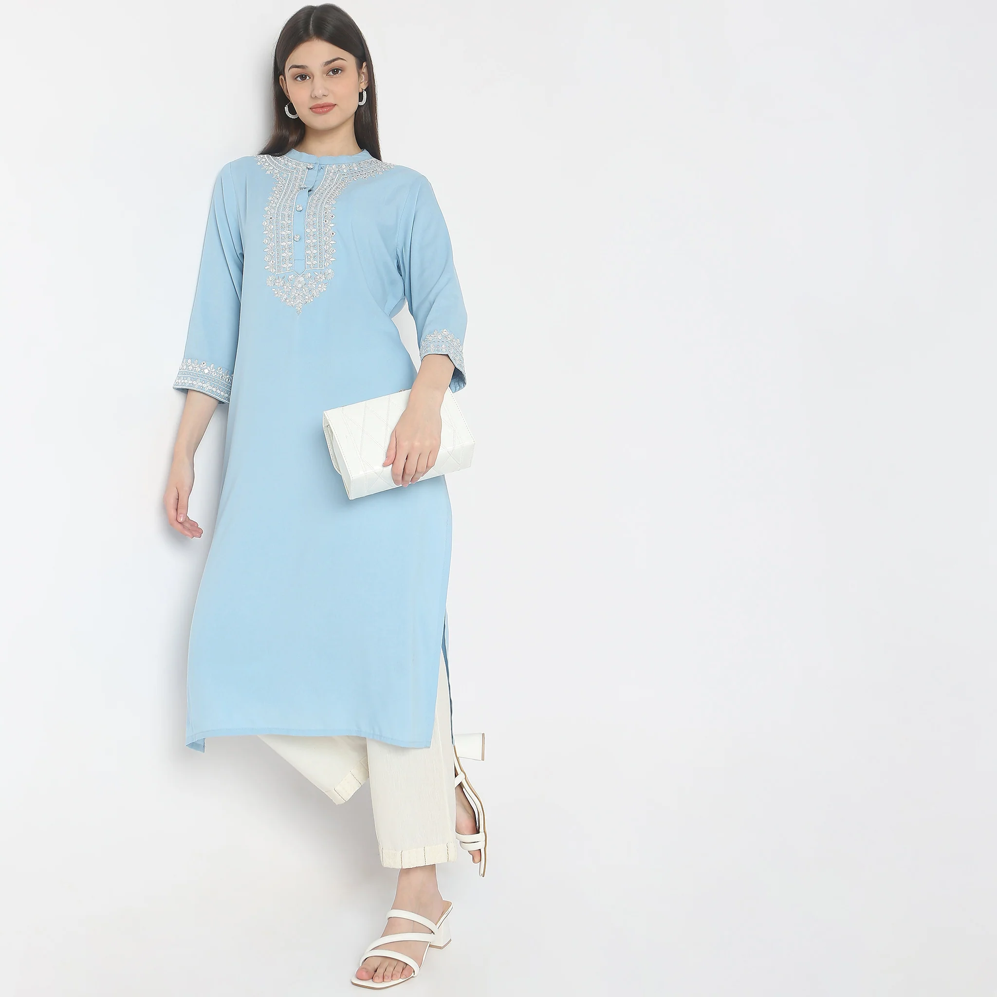 Straight Fit Embroidered Kurta - Image 6