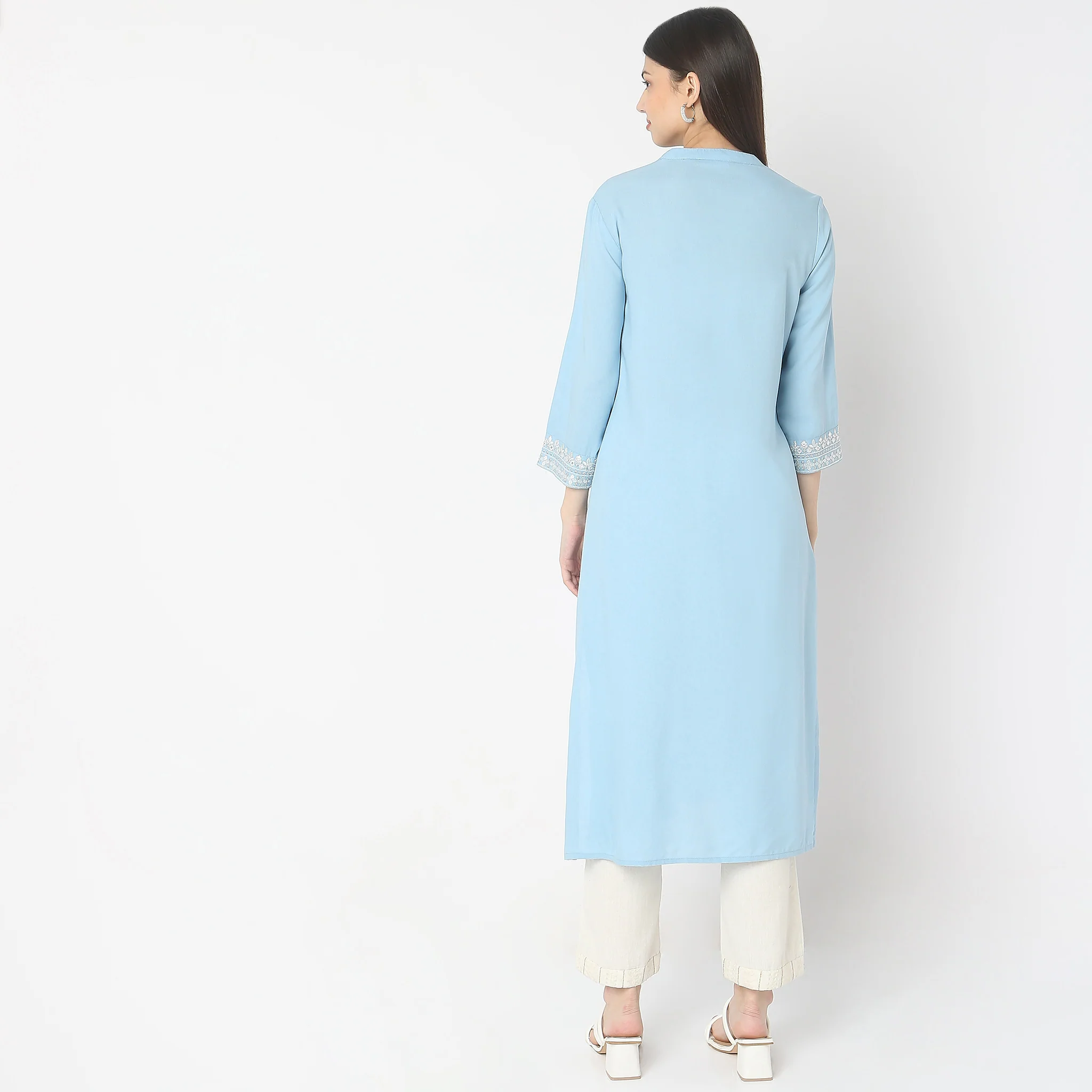 Straight Fit Embroidered Kurta - Image 8