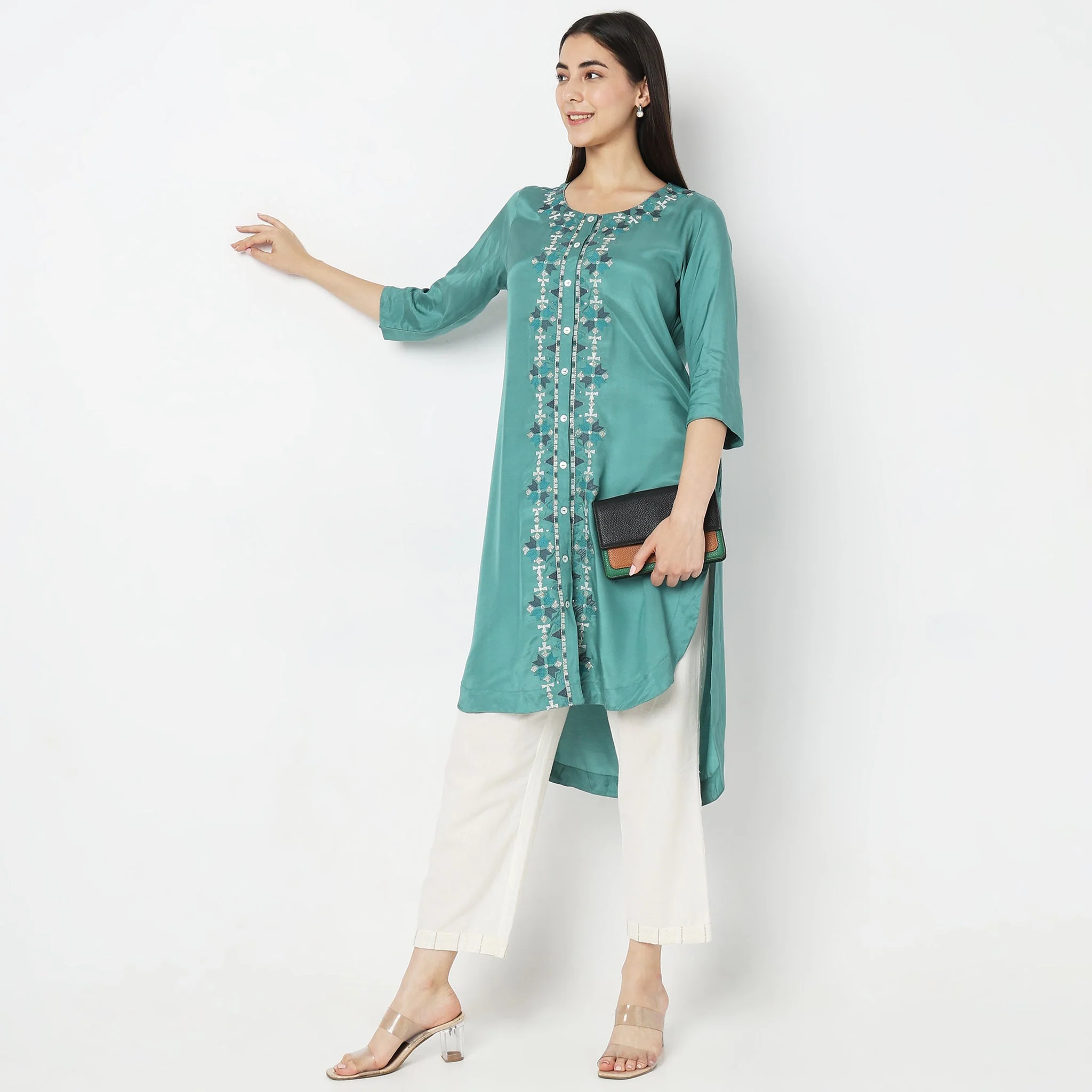 Straight Fit Embroidered Kurta - Image 6
