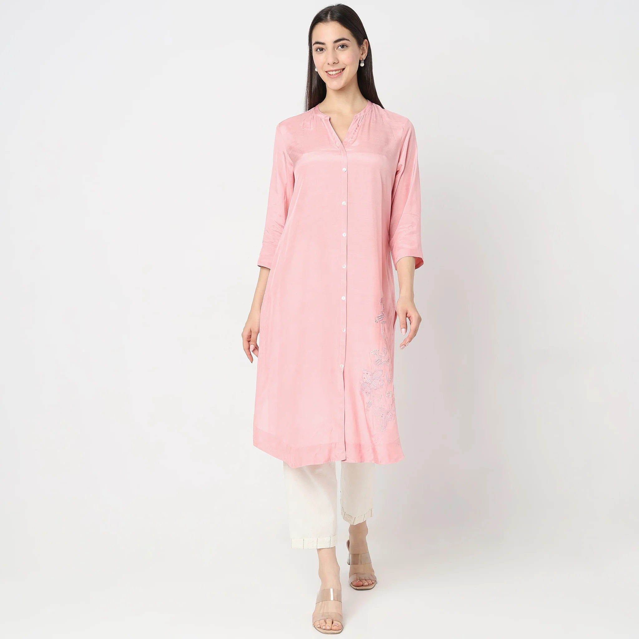 Straight Fit Embroidered Kurta - Image 2