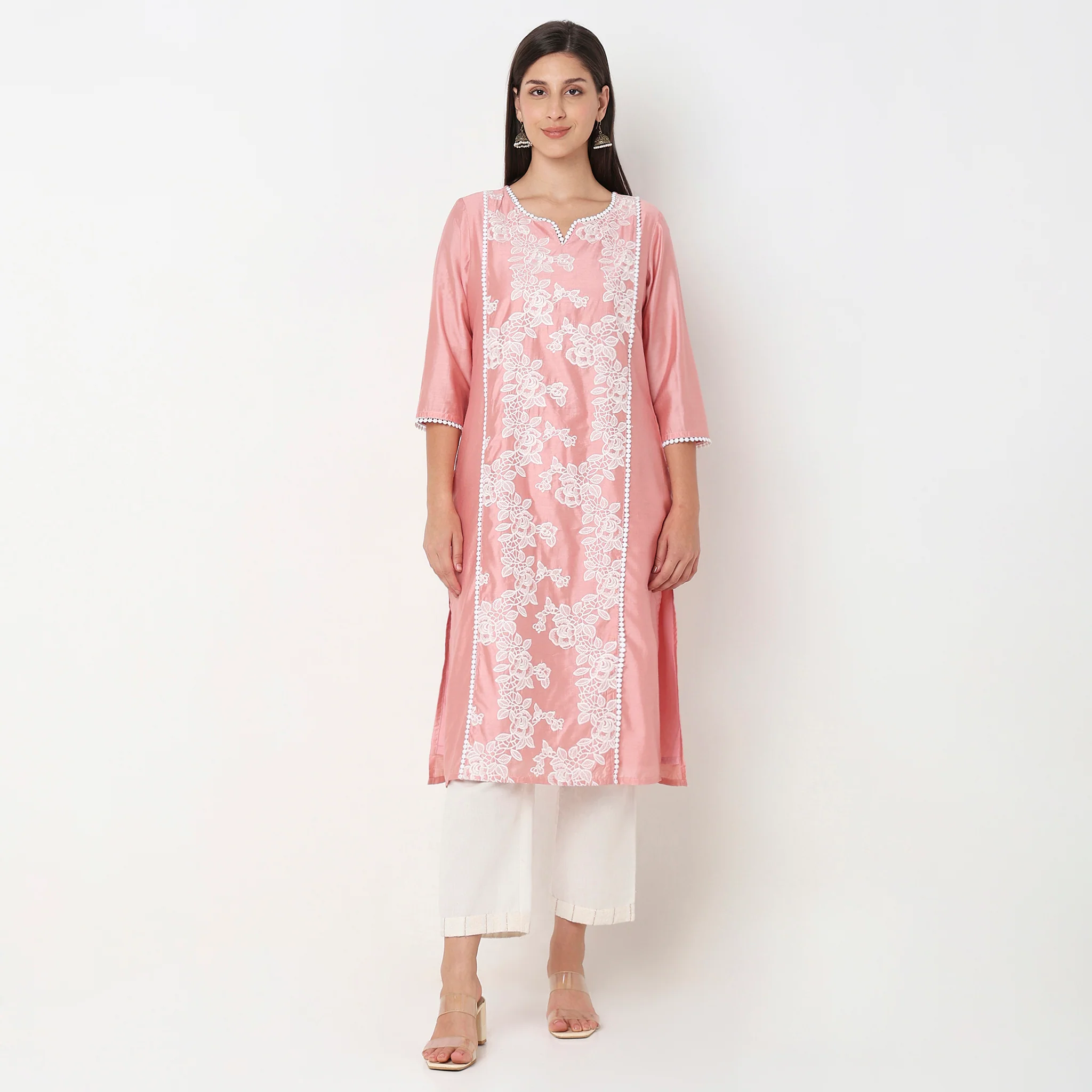 Straight Fit Embroidered Kurta - Image 2