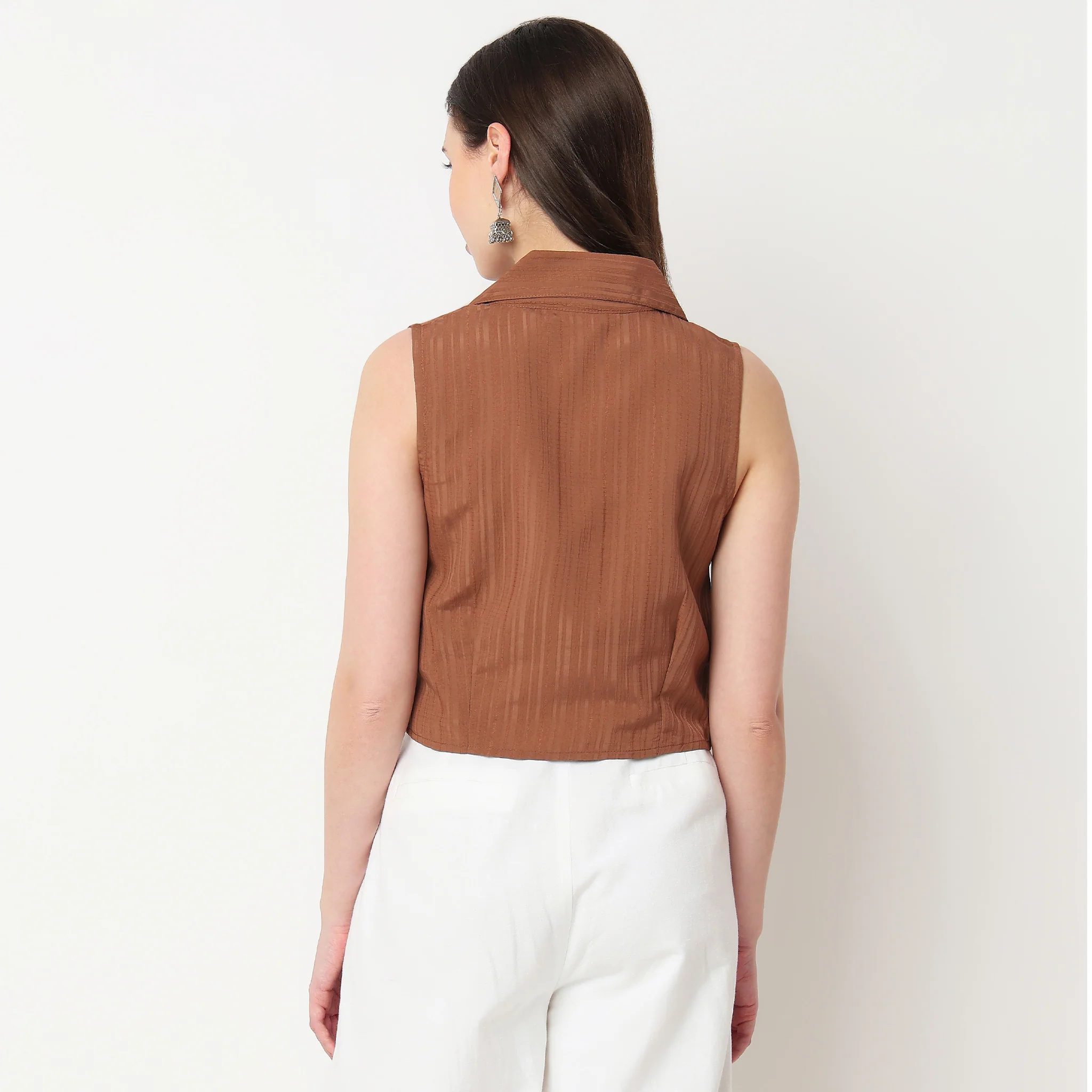 Embroidered Sleeveless Crop Top - Image 8