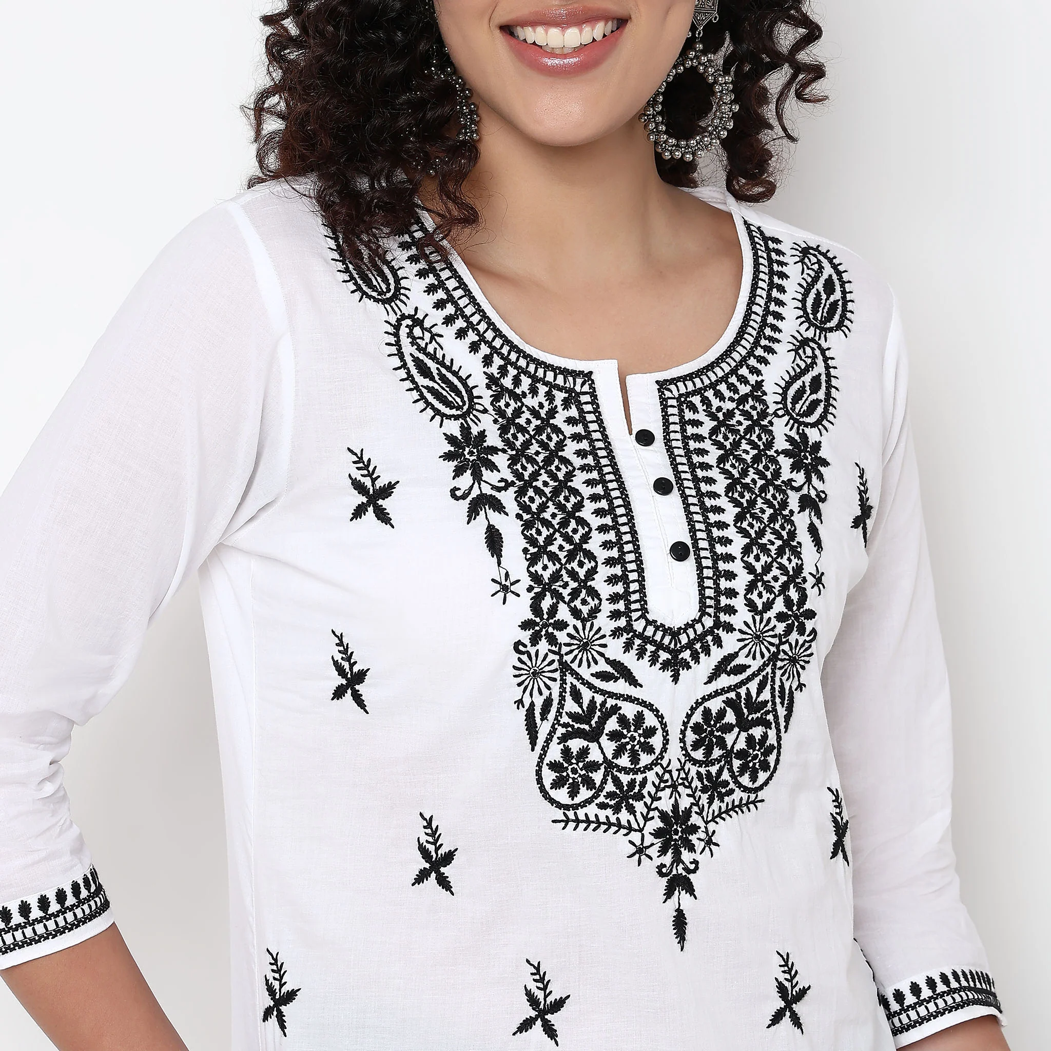 Straight Fit Embroidered Short Kurta - Image 4