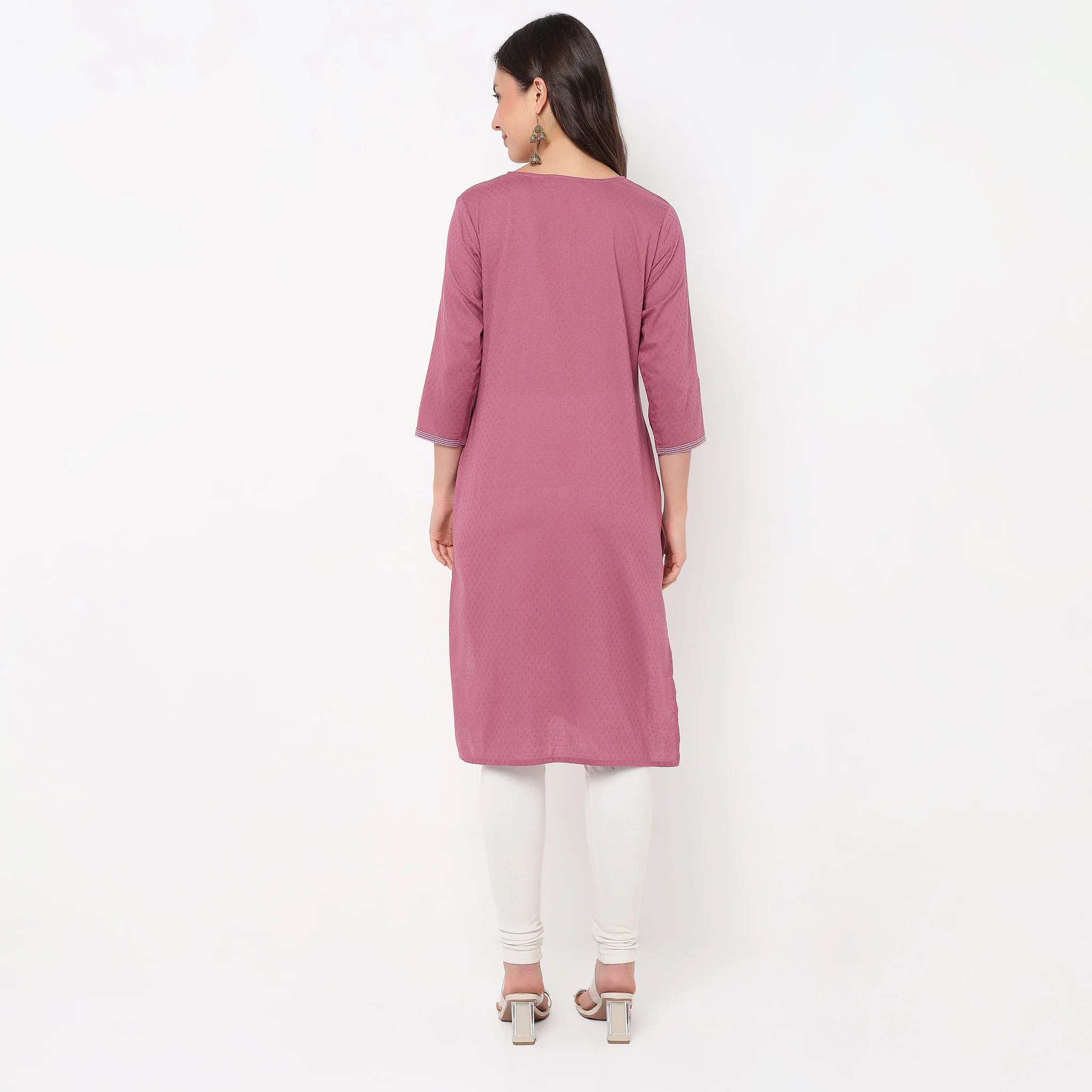 Straight Fit Embroidered Yoke Kurta - Image 3