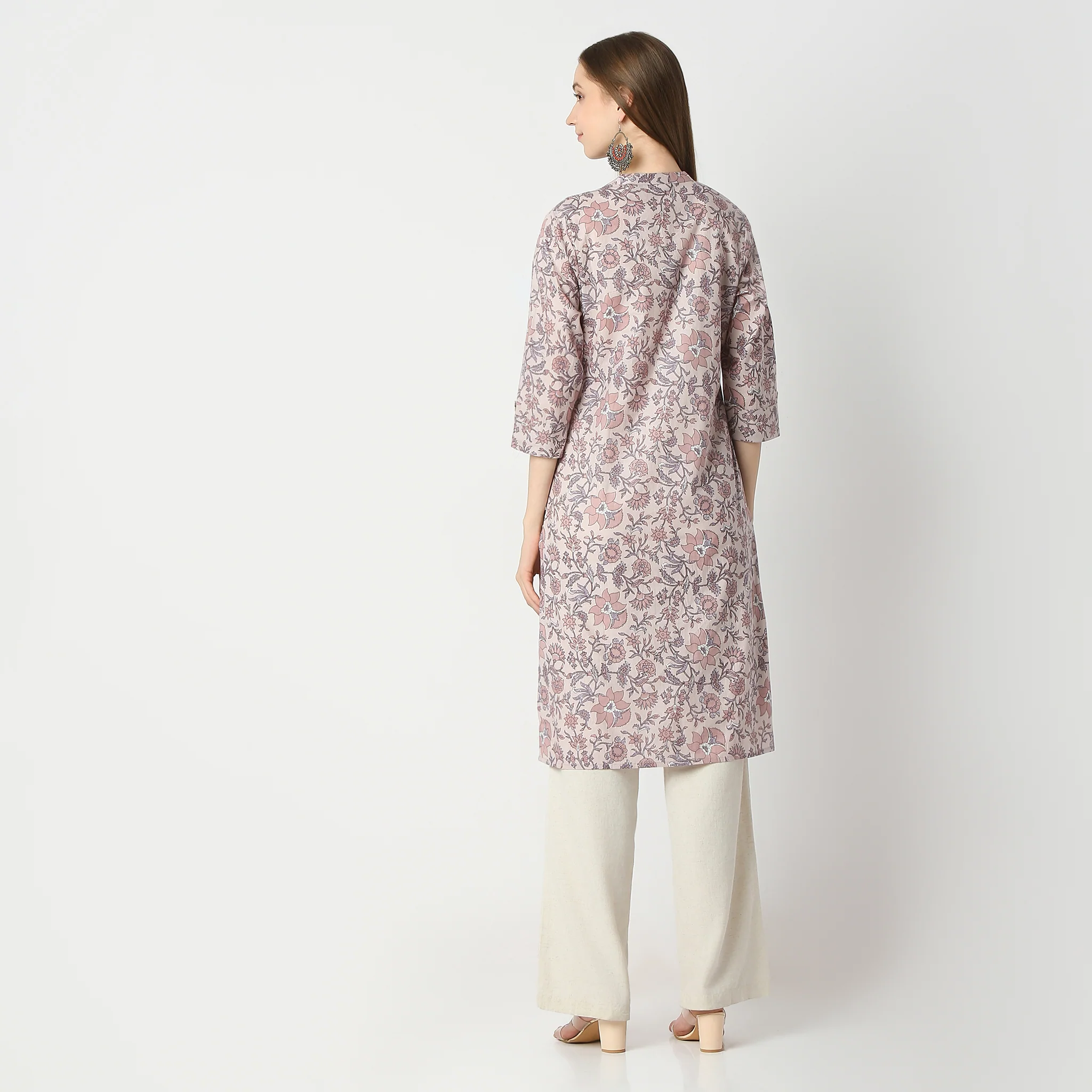 Floral Band Neck Kurta - Image 3
