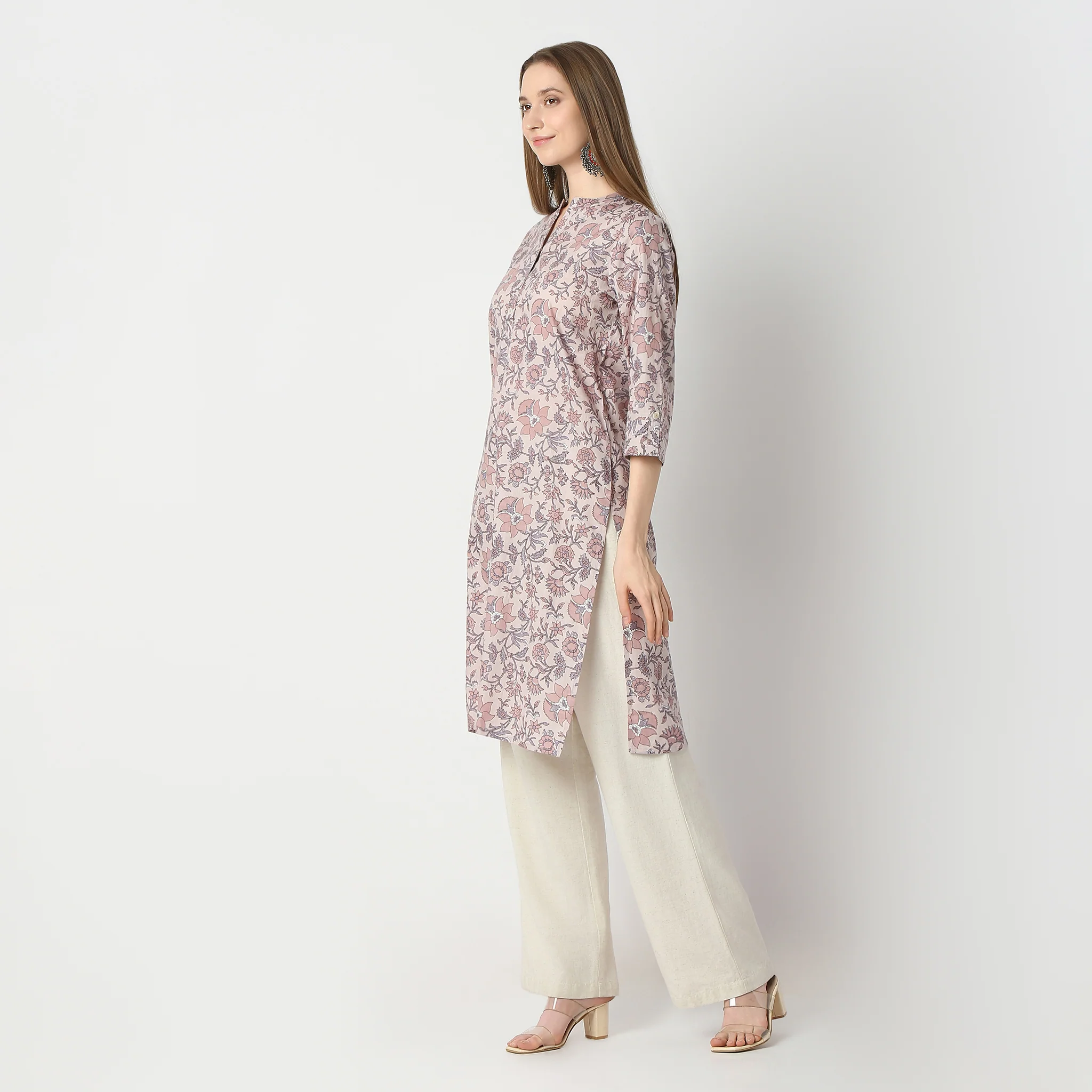 Floral Band Neck Kurta - Image 5