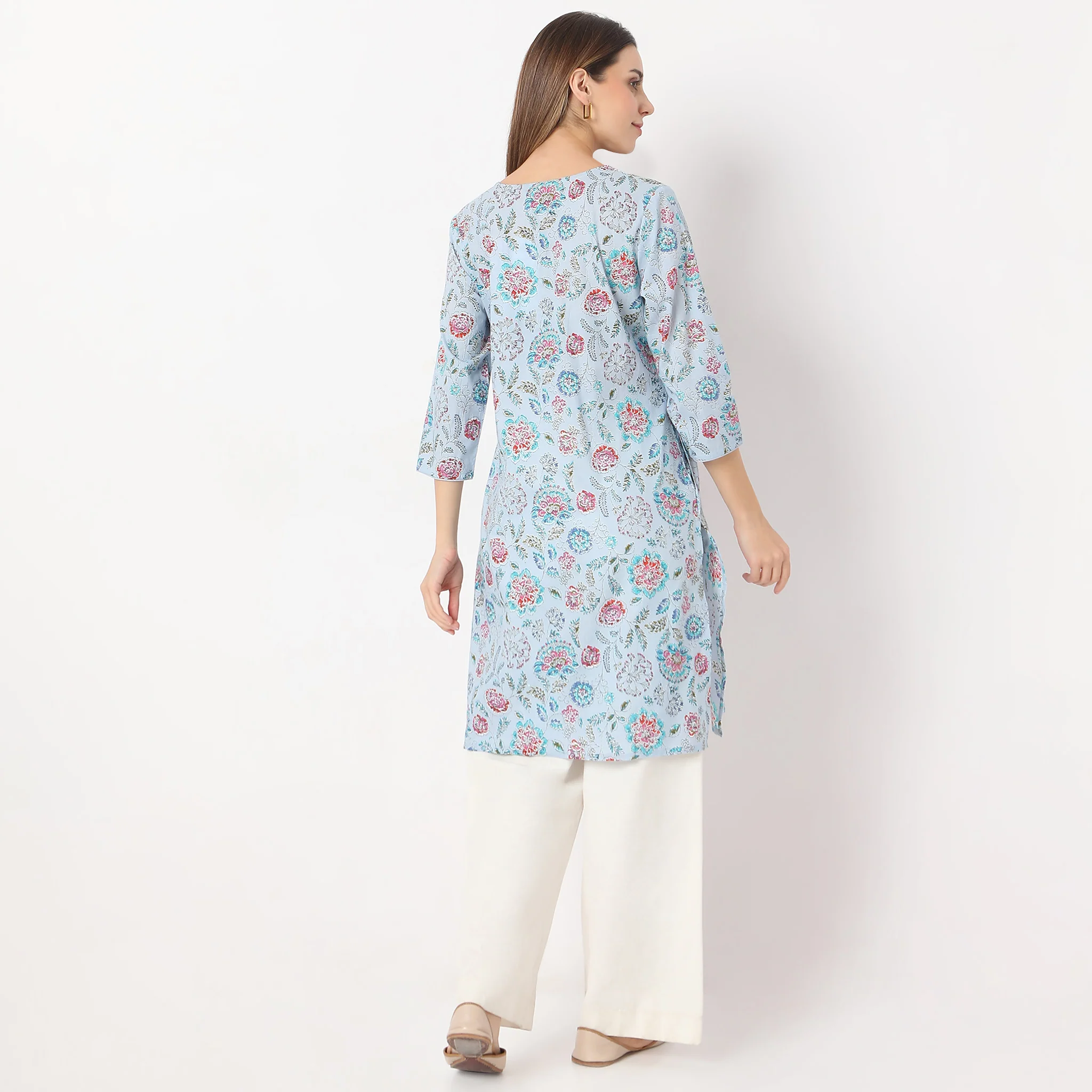 Floral Band Neck Kurta - Image 3