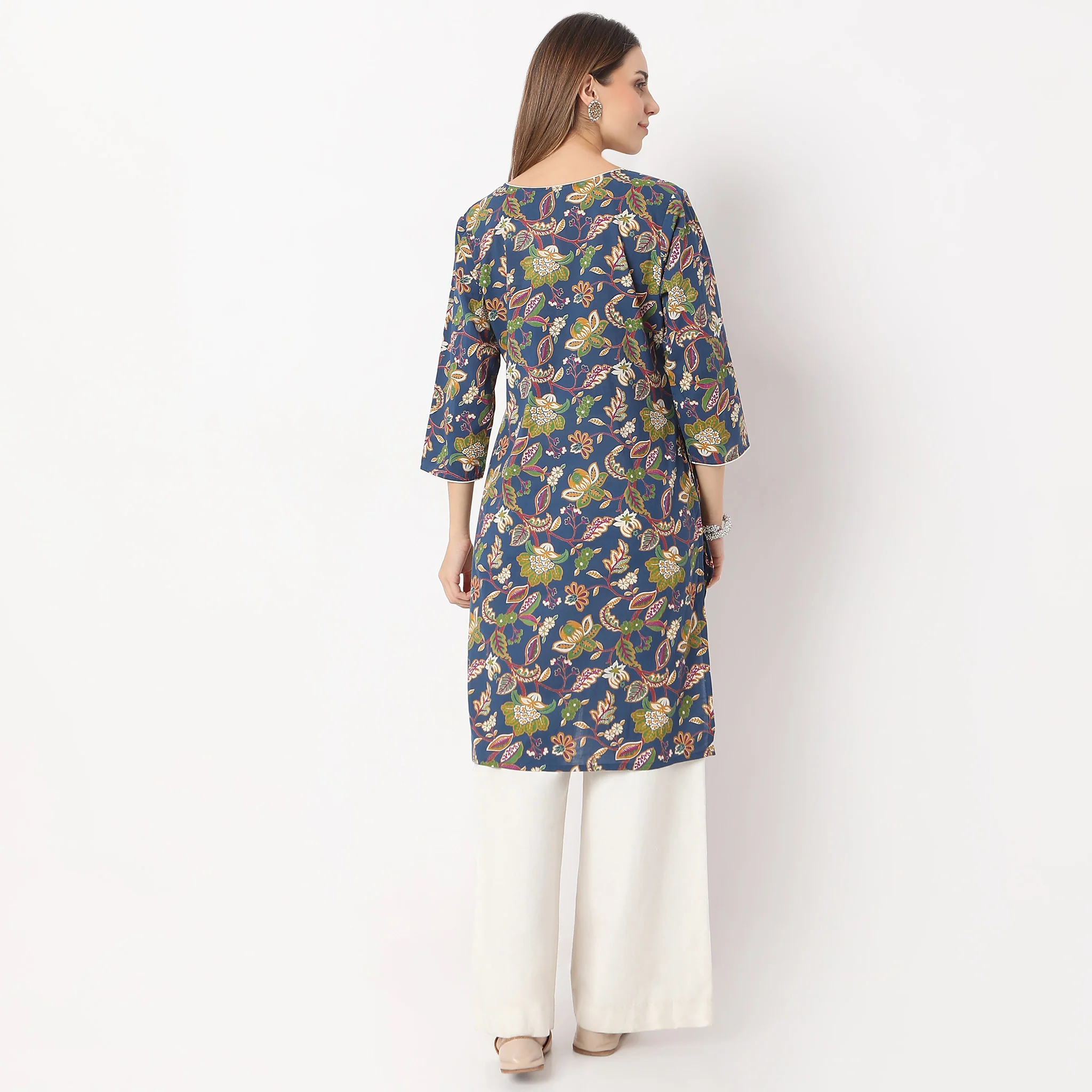 Floral Band Neck Kurta - Image 3