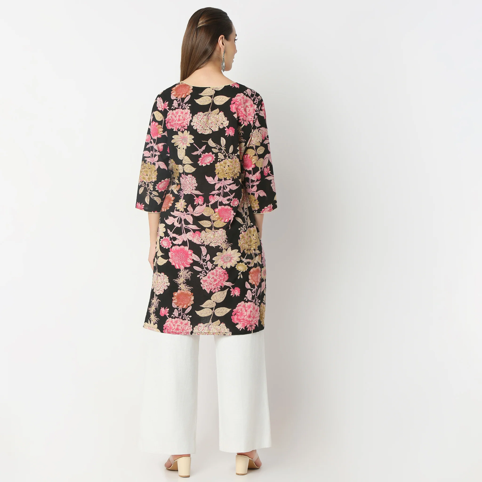 Floral Band Neck Kurta - Image 3