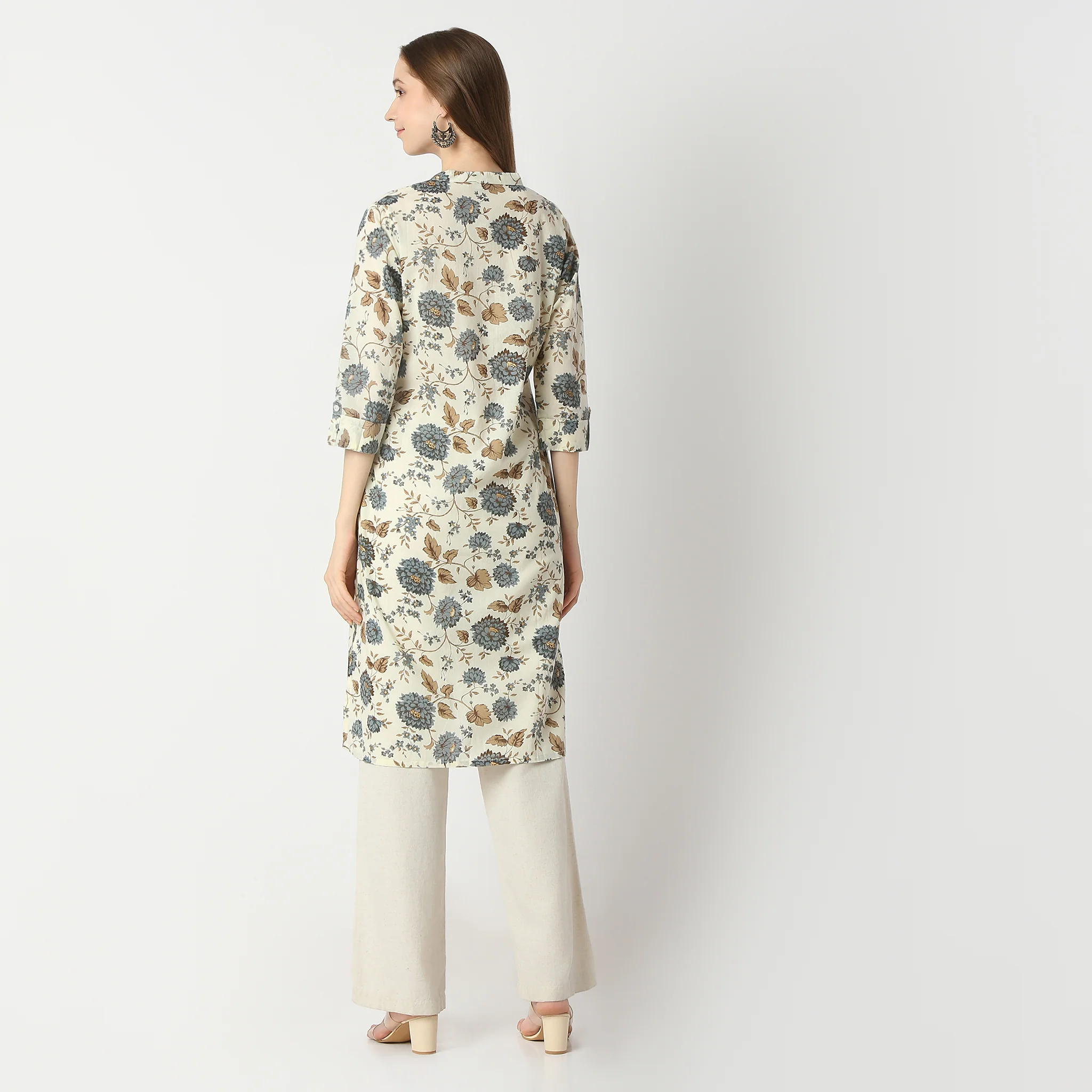 Floral Band Neck Kurta - Image 3