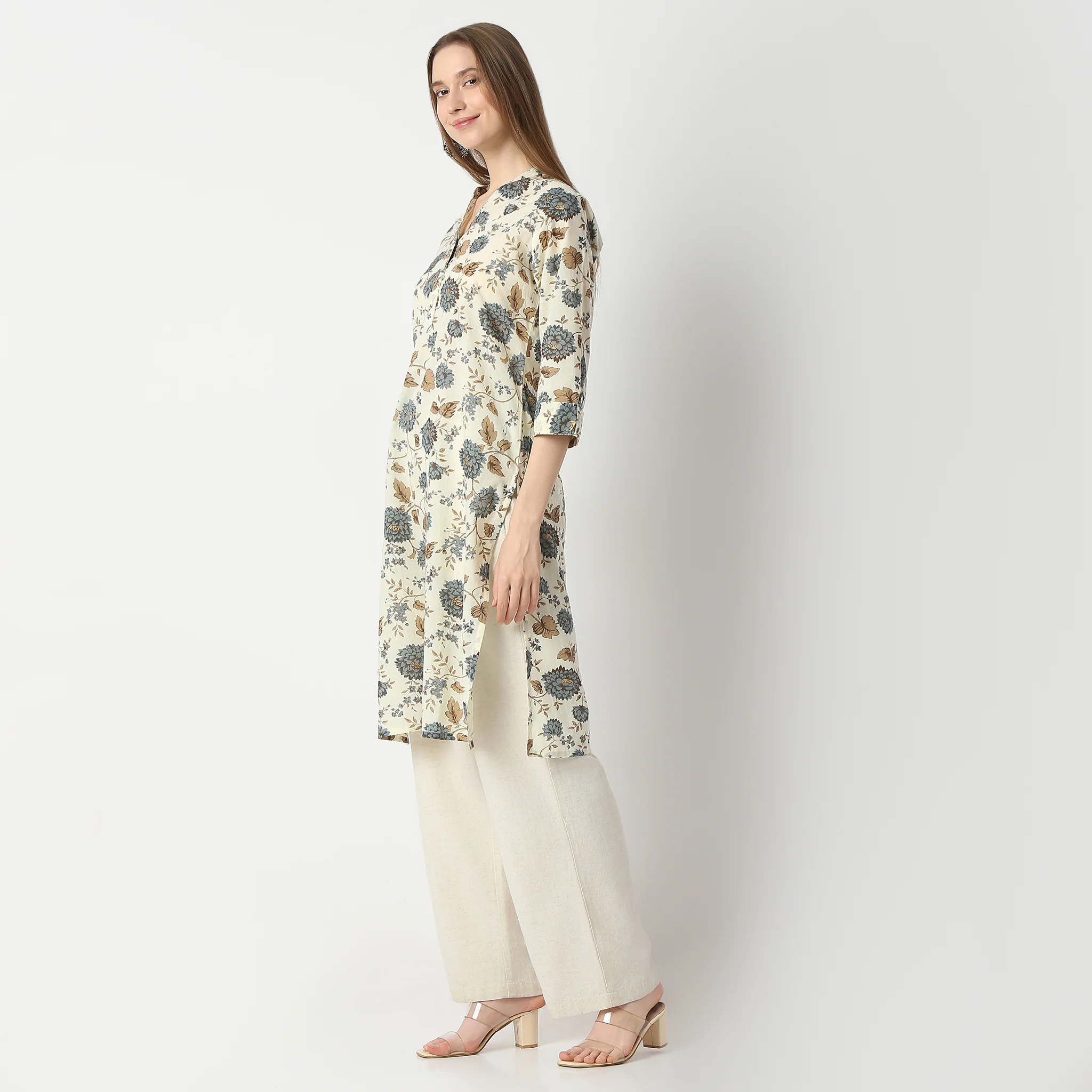 Floral Band Neck Kurta - Image 5