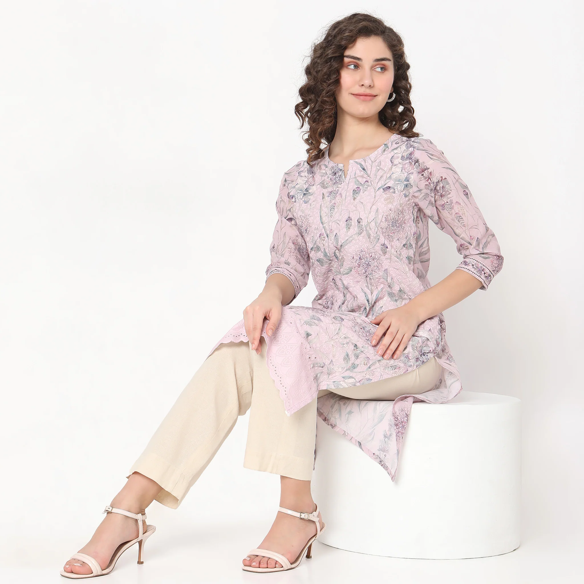 Straight Fit Floral Kurta