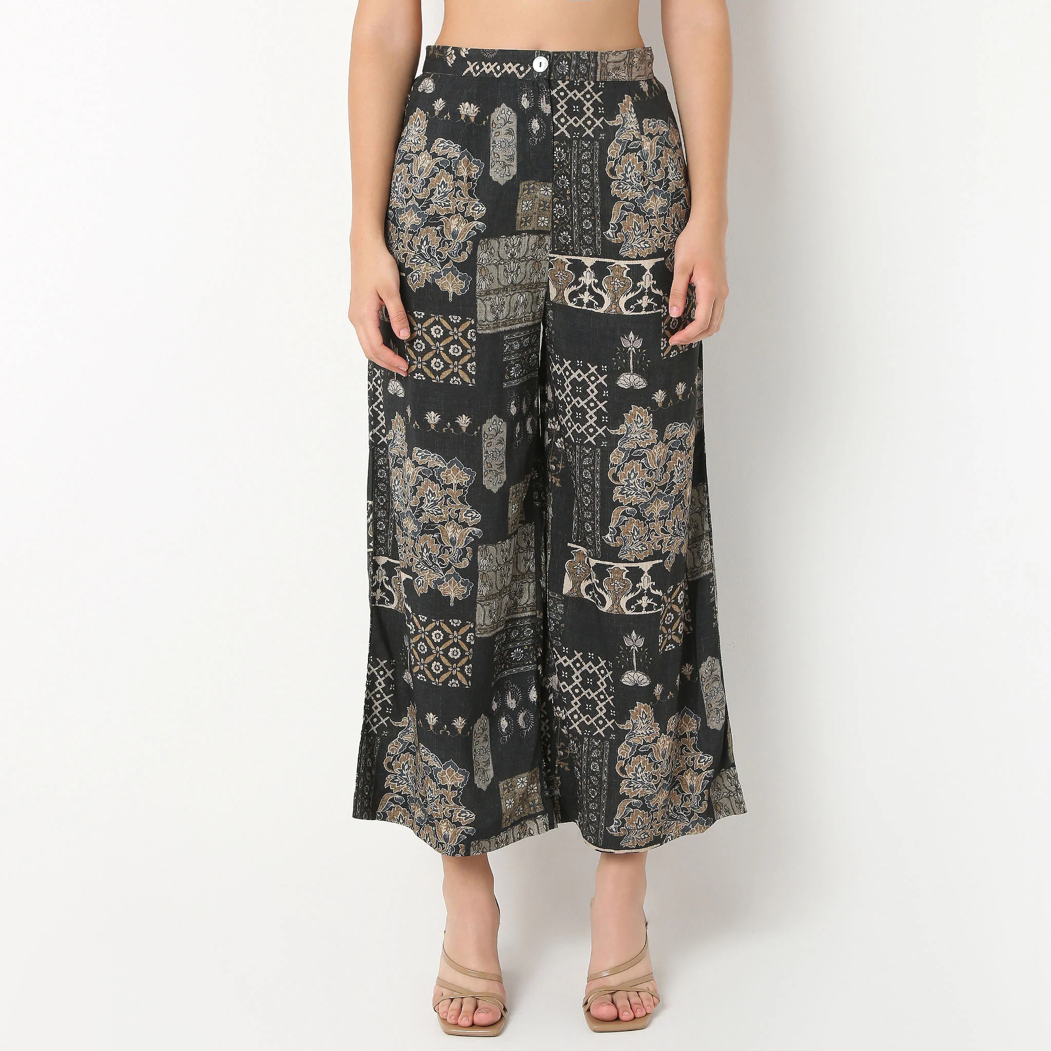 Straight Fit High Rise Ethnic Palazzo - Image 2