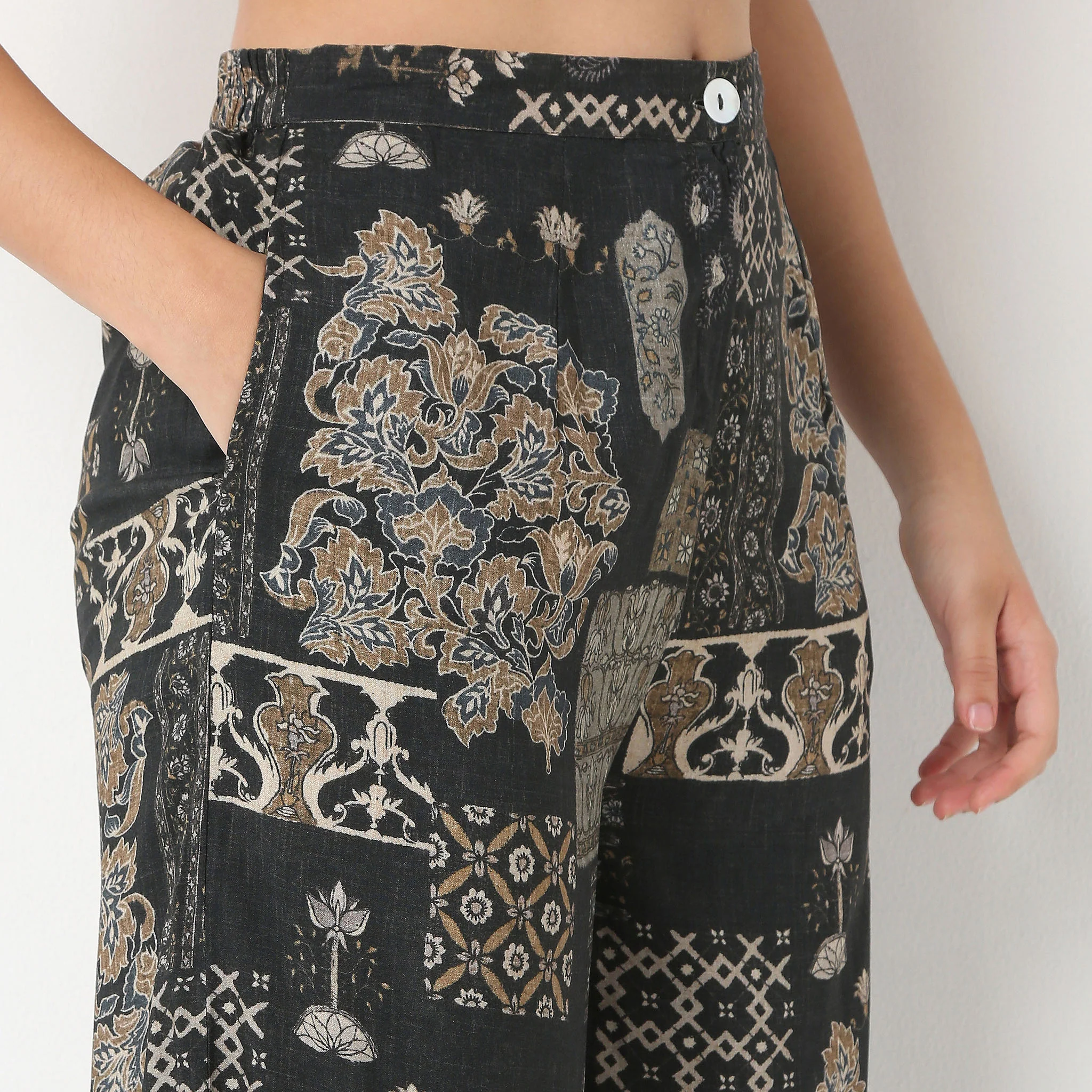 Straight Fit High Rise Ethnic Palazzo - Image 4