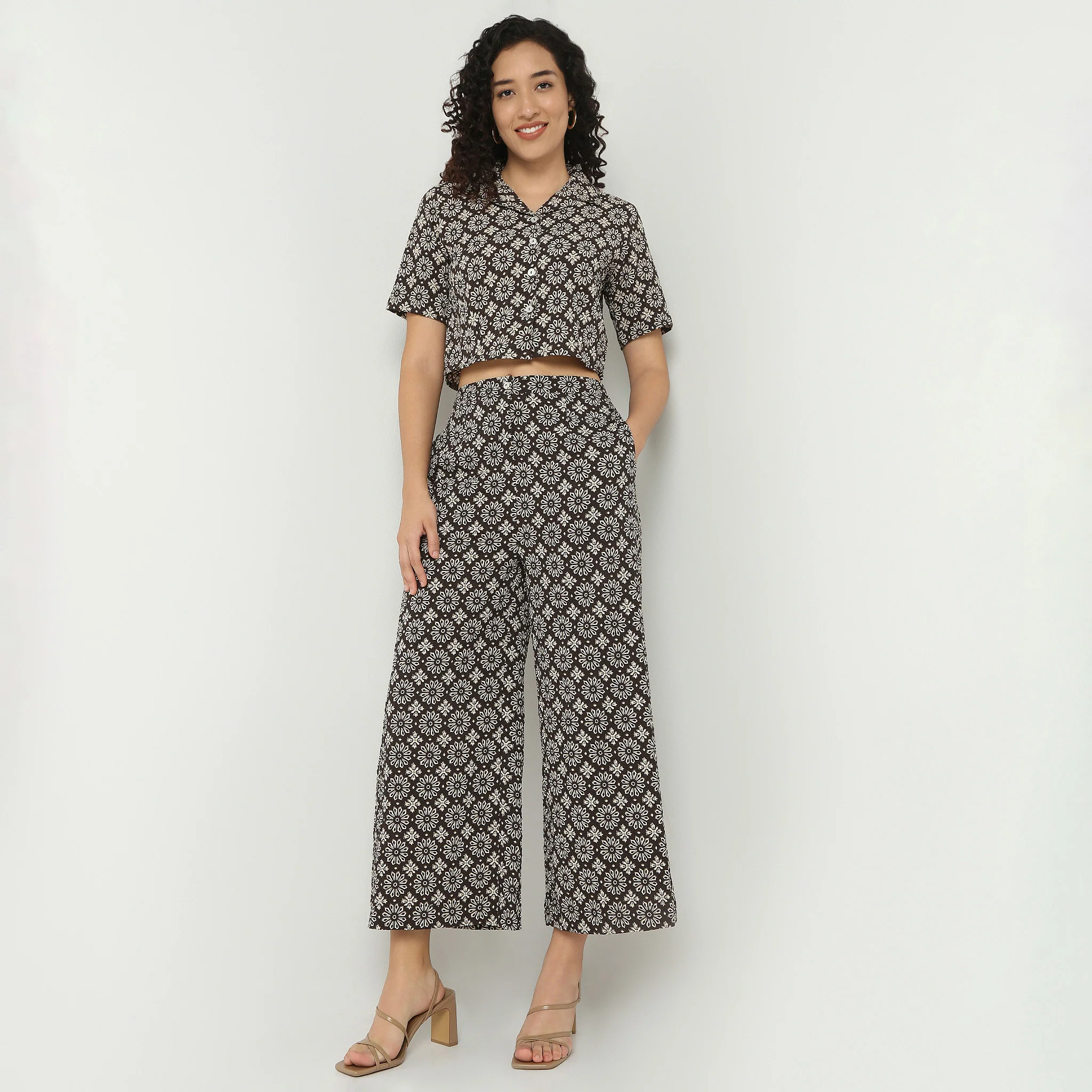 Straight Fit High Rise Ethnic Palazzo