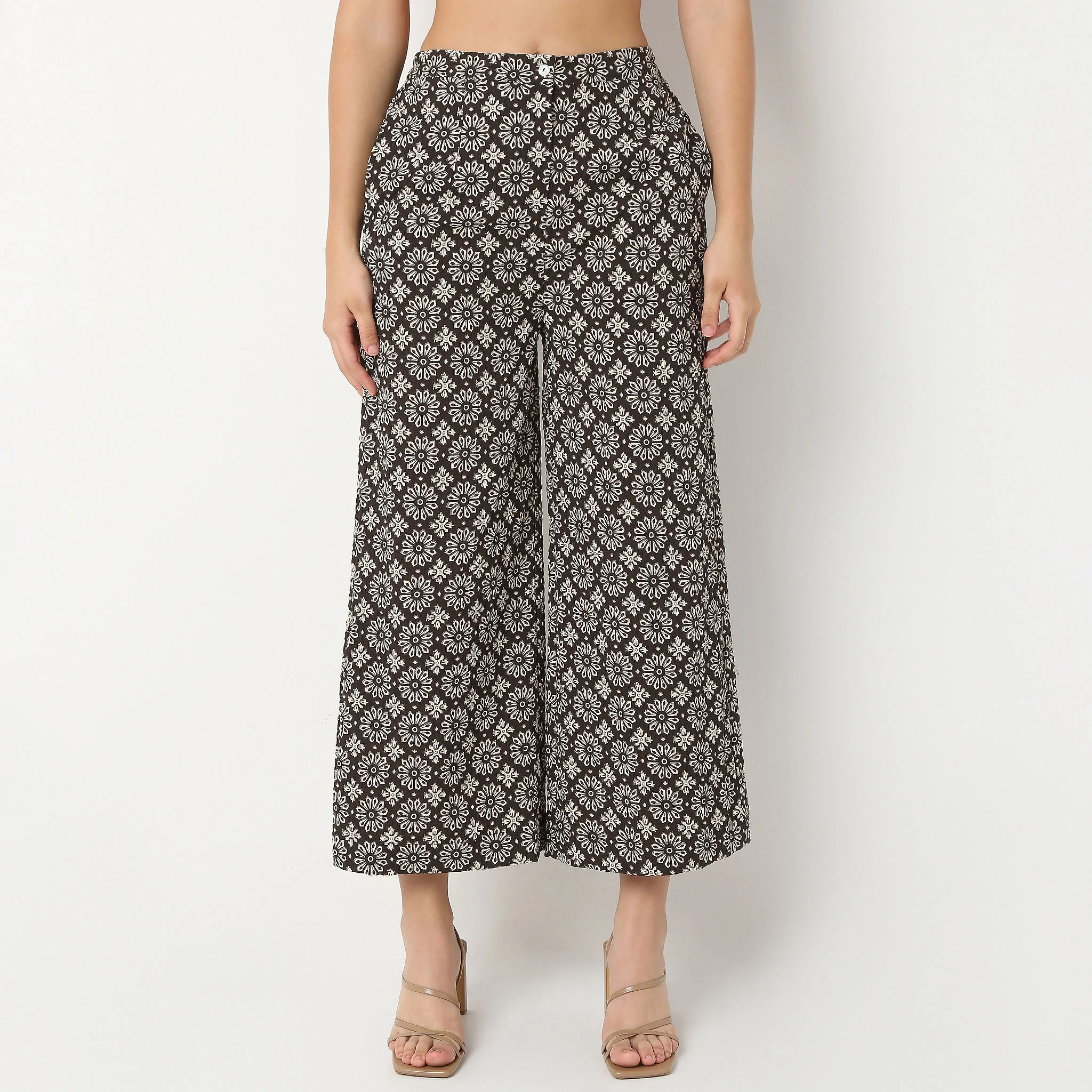 Straight Fit High Rise Ethnic Palazzo - Image 2
