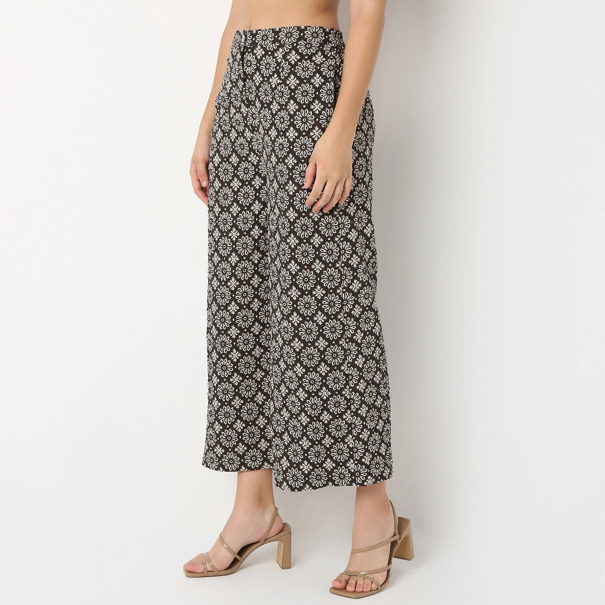 Straight Fit High Rise Ethnic Palazzo - Image 5