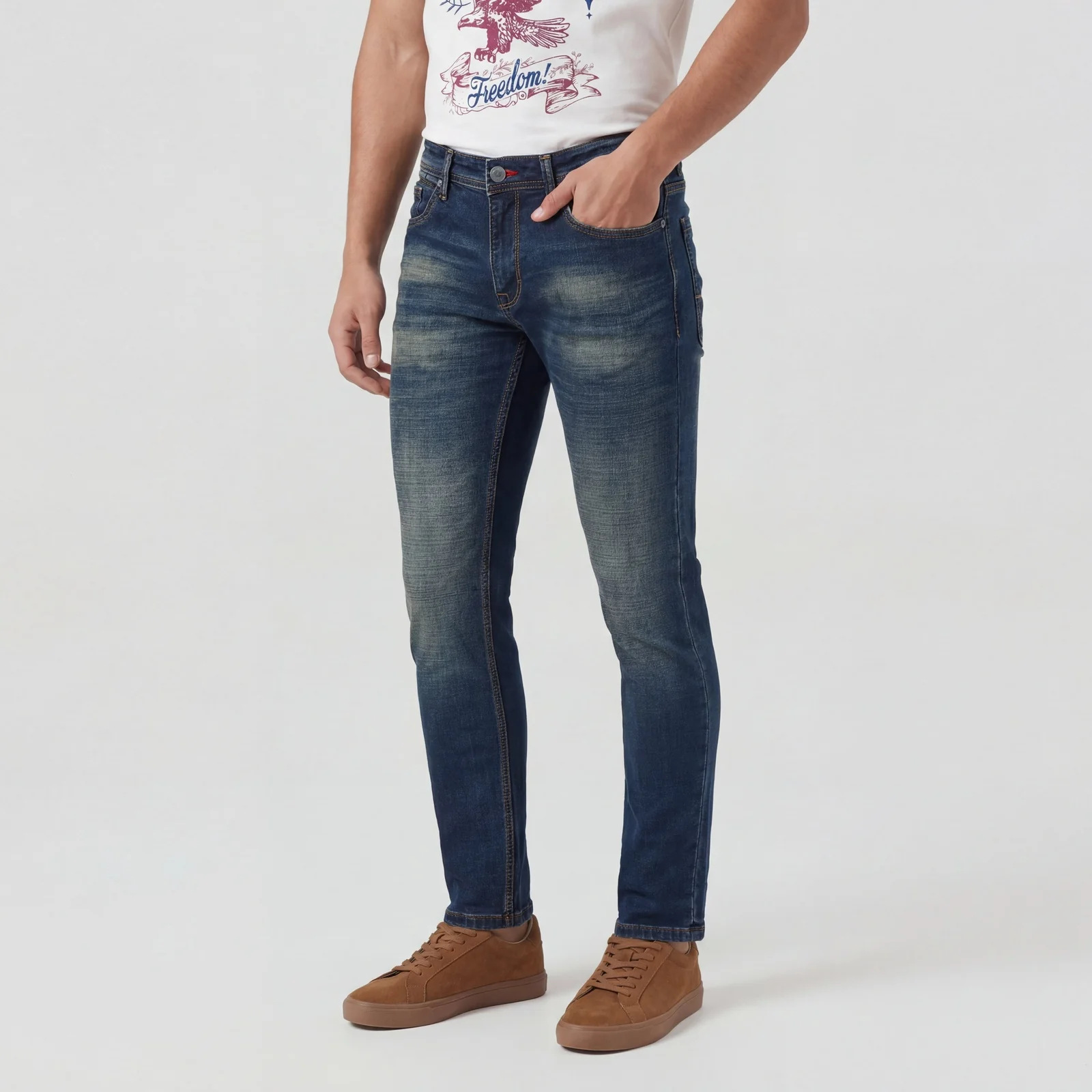 Straight Fit Knitted Full Length Jeans - Image 5