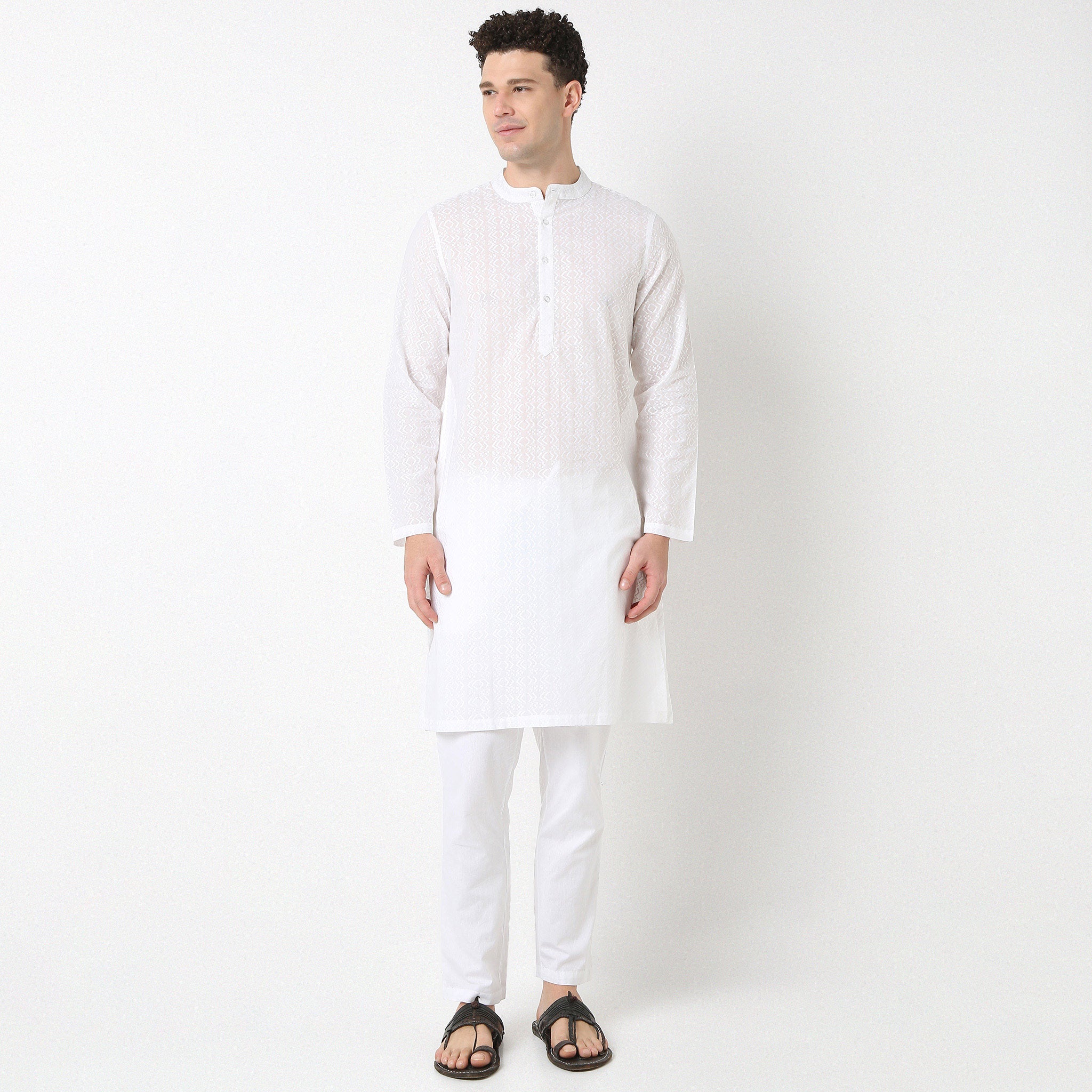 Straight Fit Lapet Long Kurta - Image 2