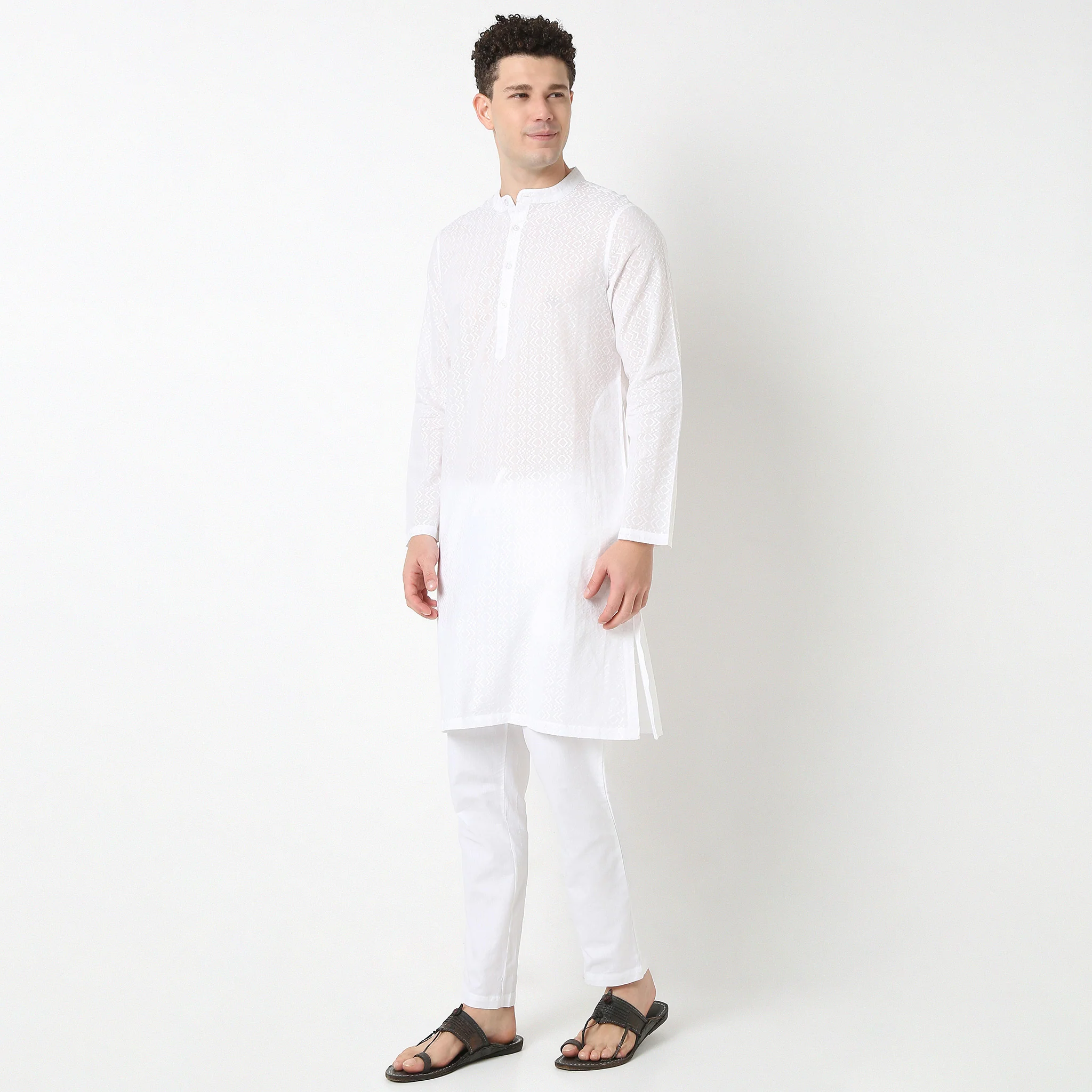 Straight Fit Lapet Long Kurta - Image 4