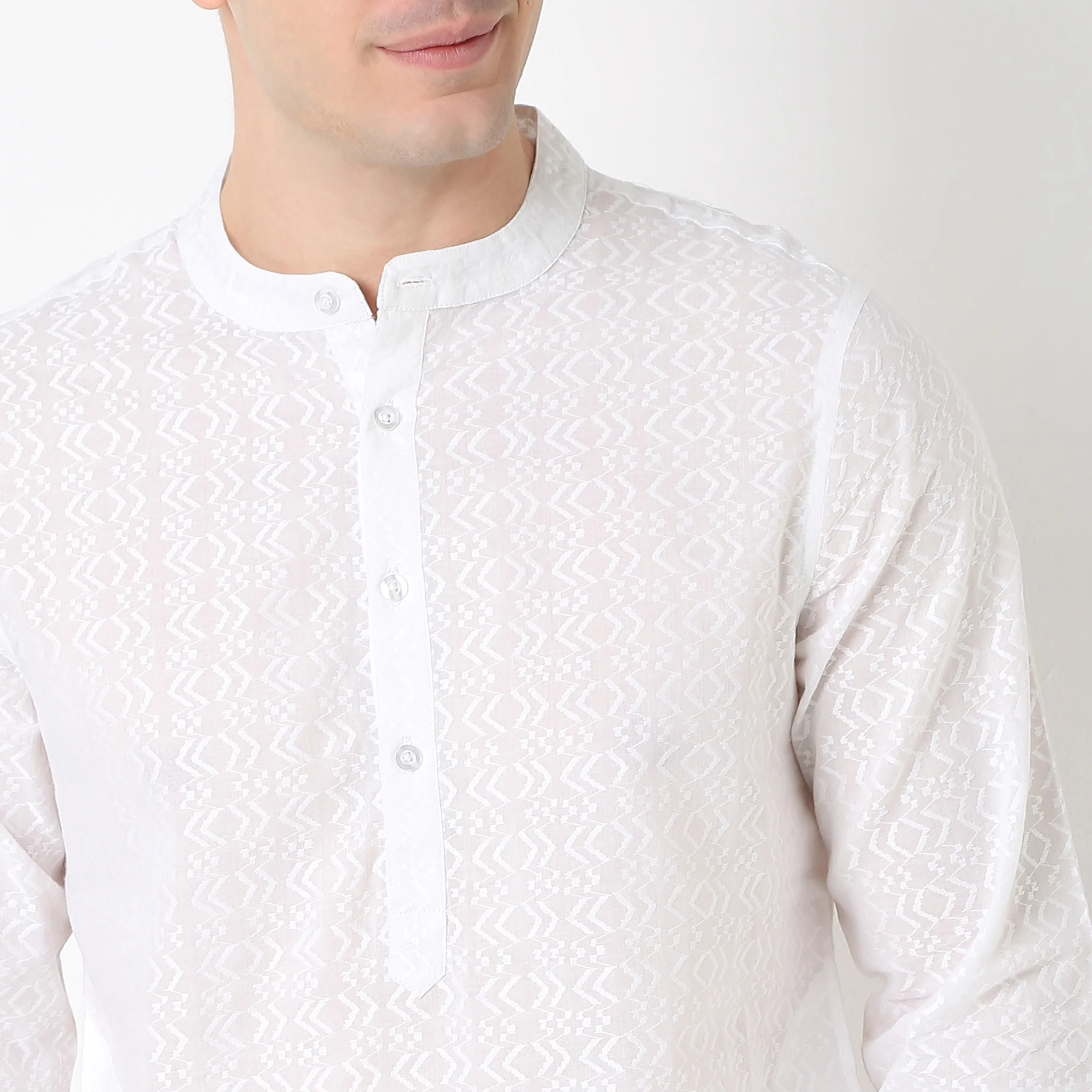 Straight Fit Lapet Long Kurta - Image 5