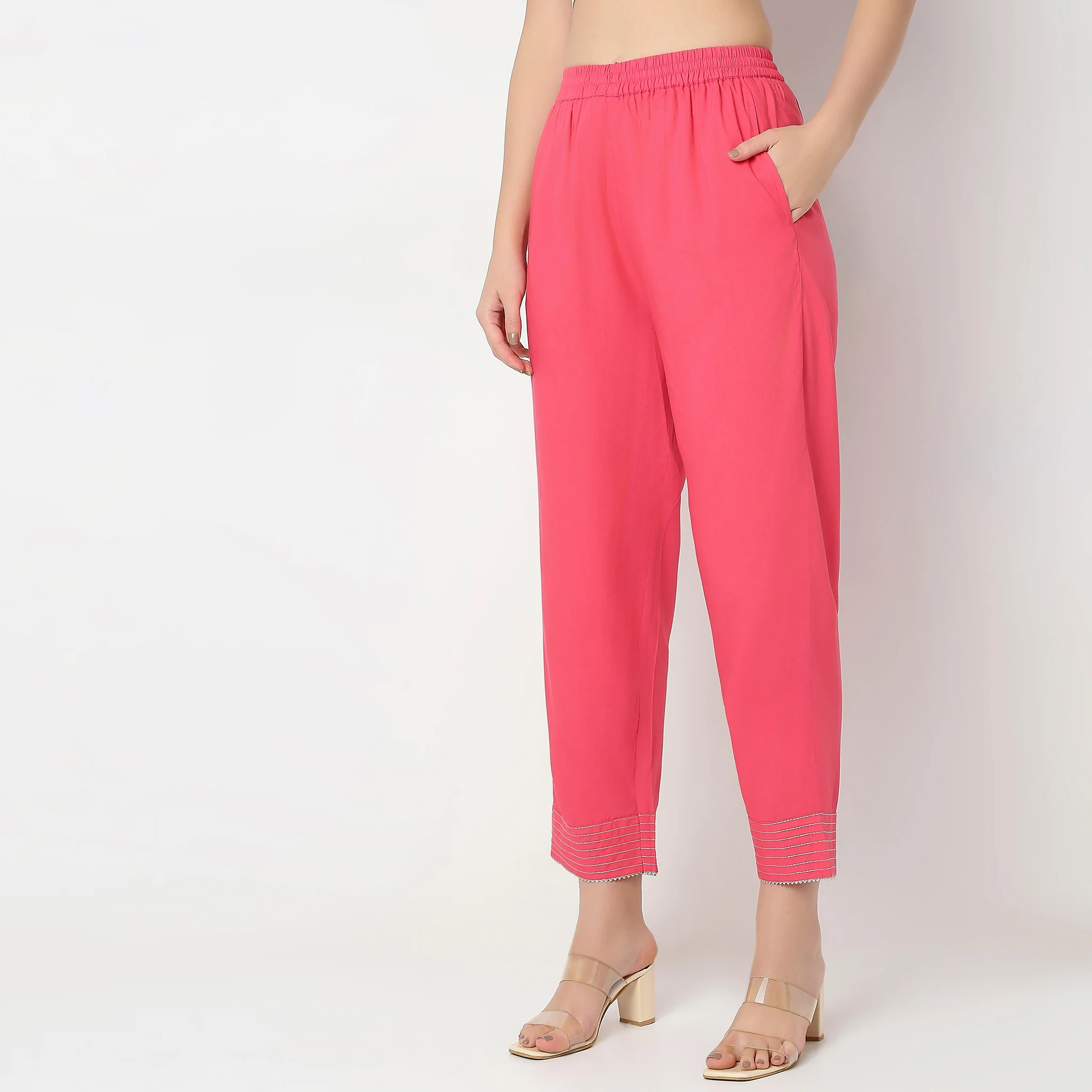 Straight Fit Mid Rise Pants - Image 5