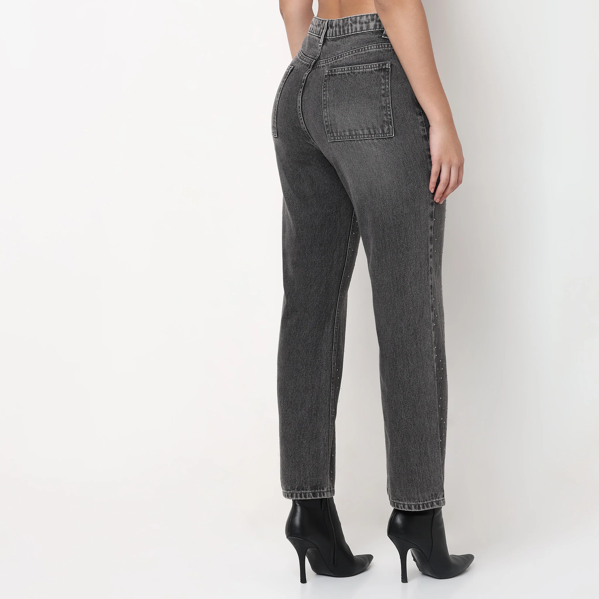Straight Fit Mirror Work Denim - Image 3