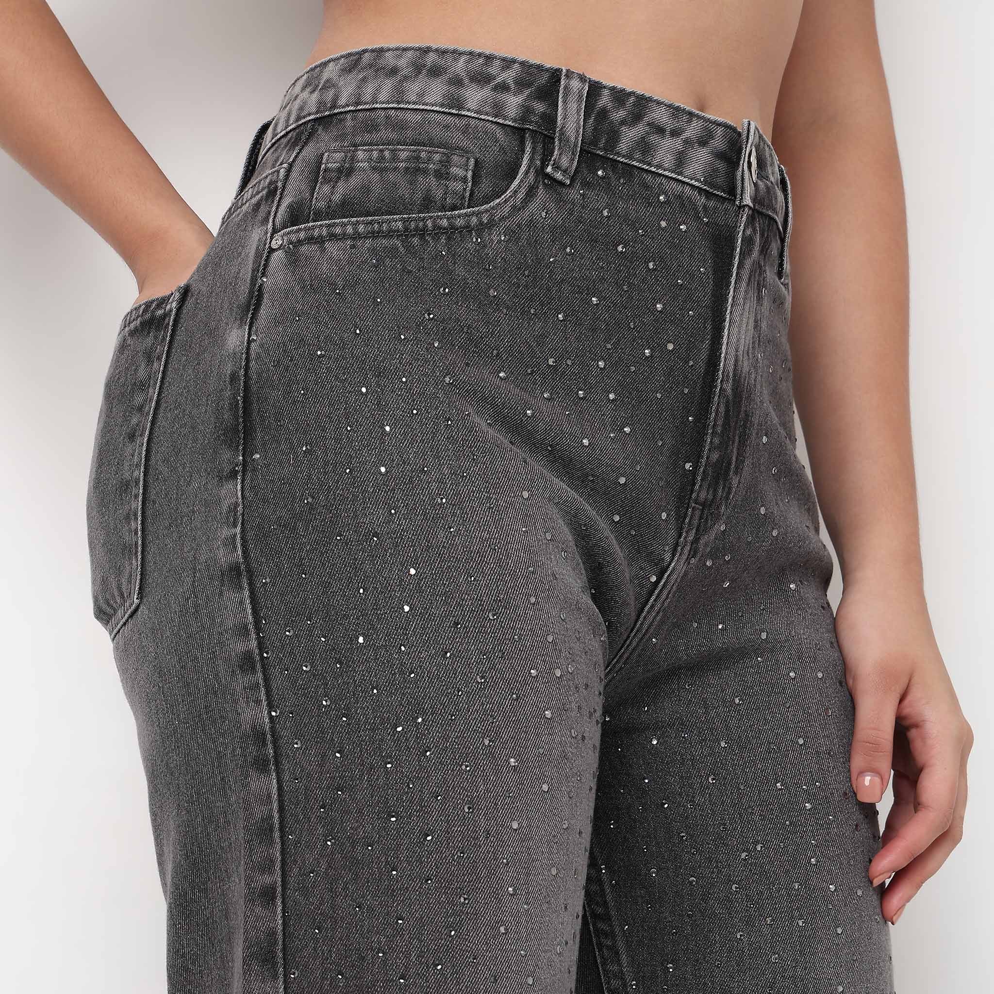 Straight Fit Mirror Work Denim - Image 4