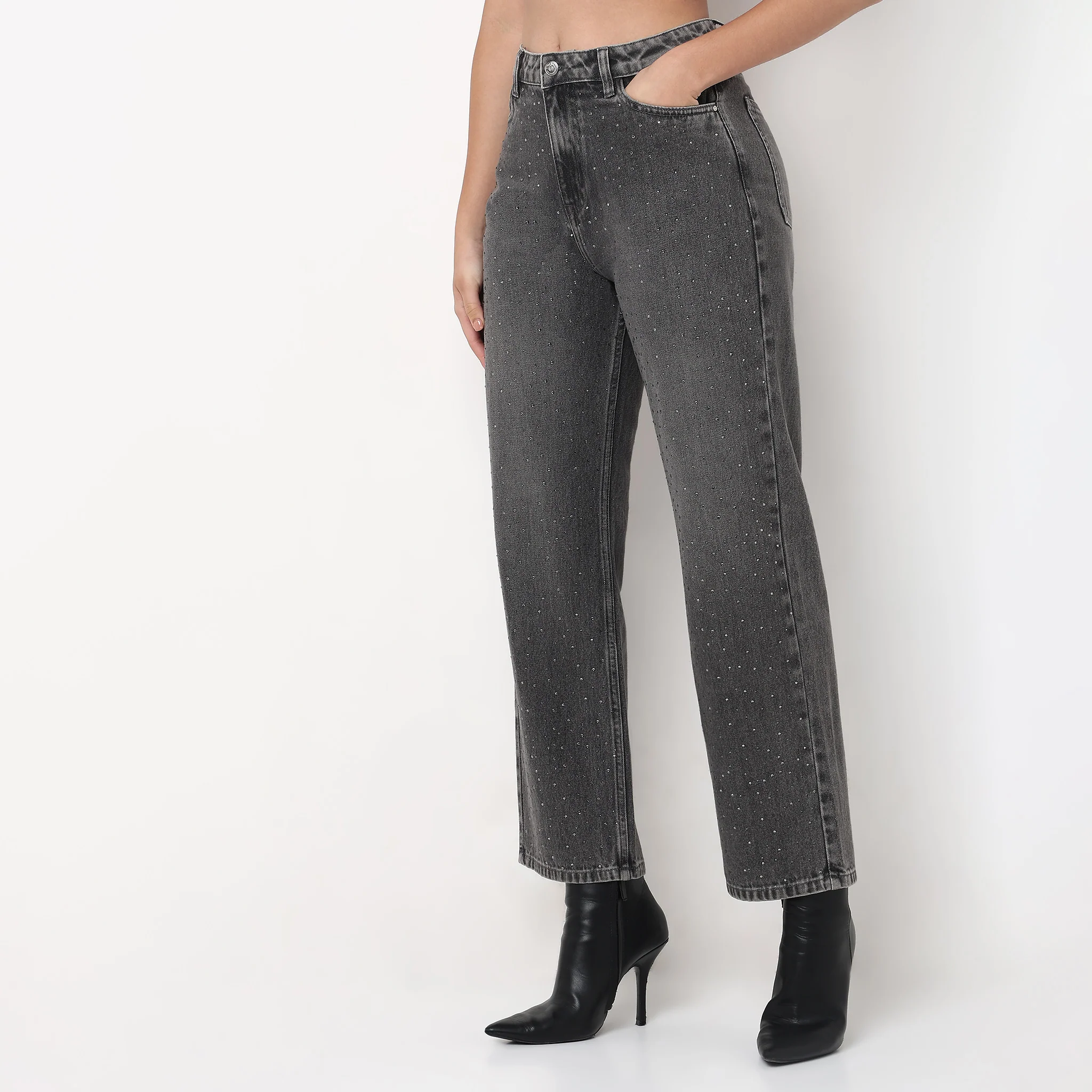 Straight Fit Mirror Work Denim - Image 5