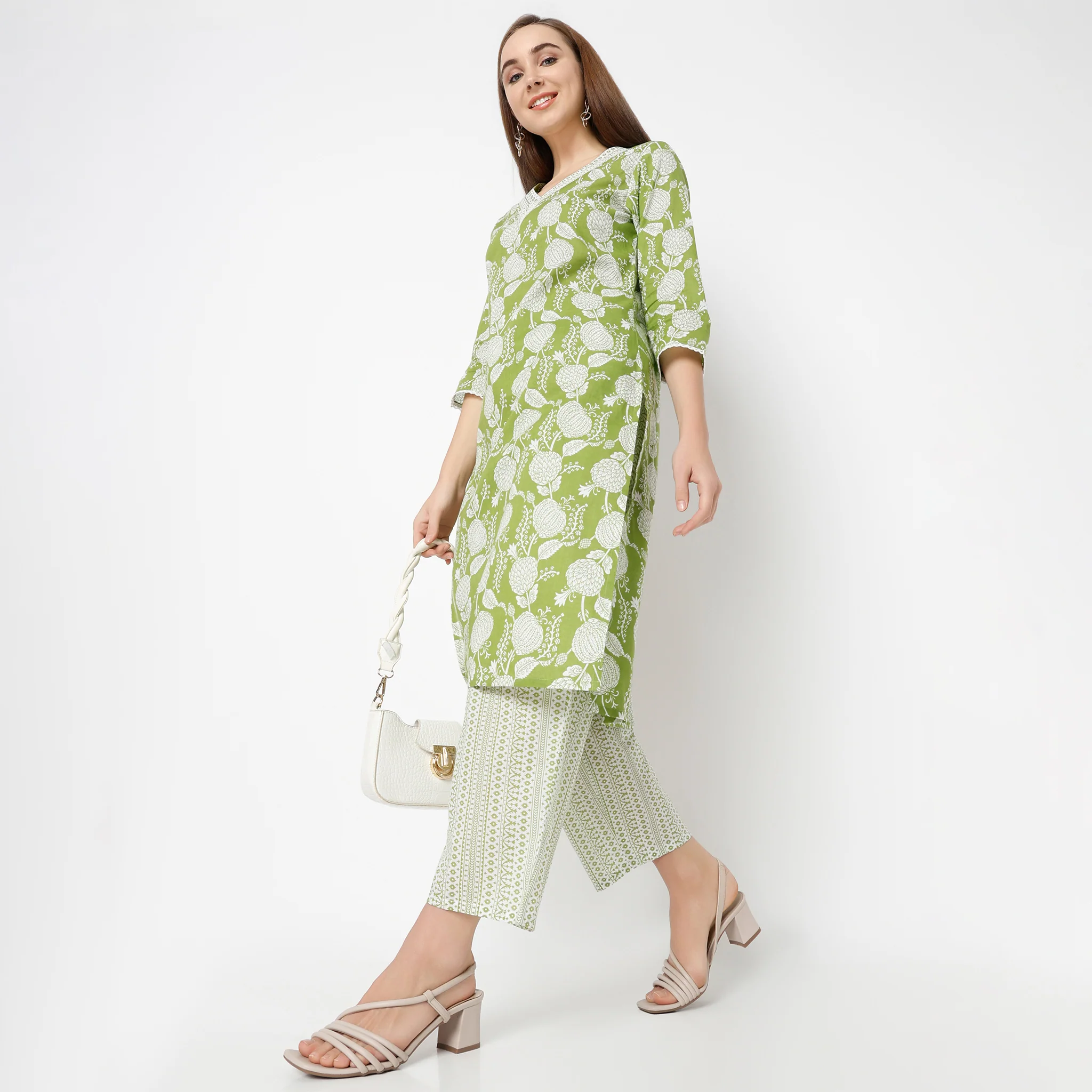 Ankle Length Straight Fit Printed Pants