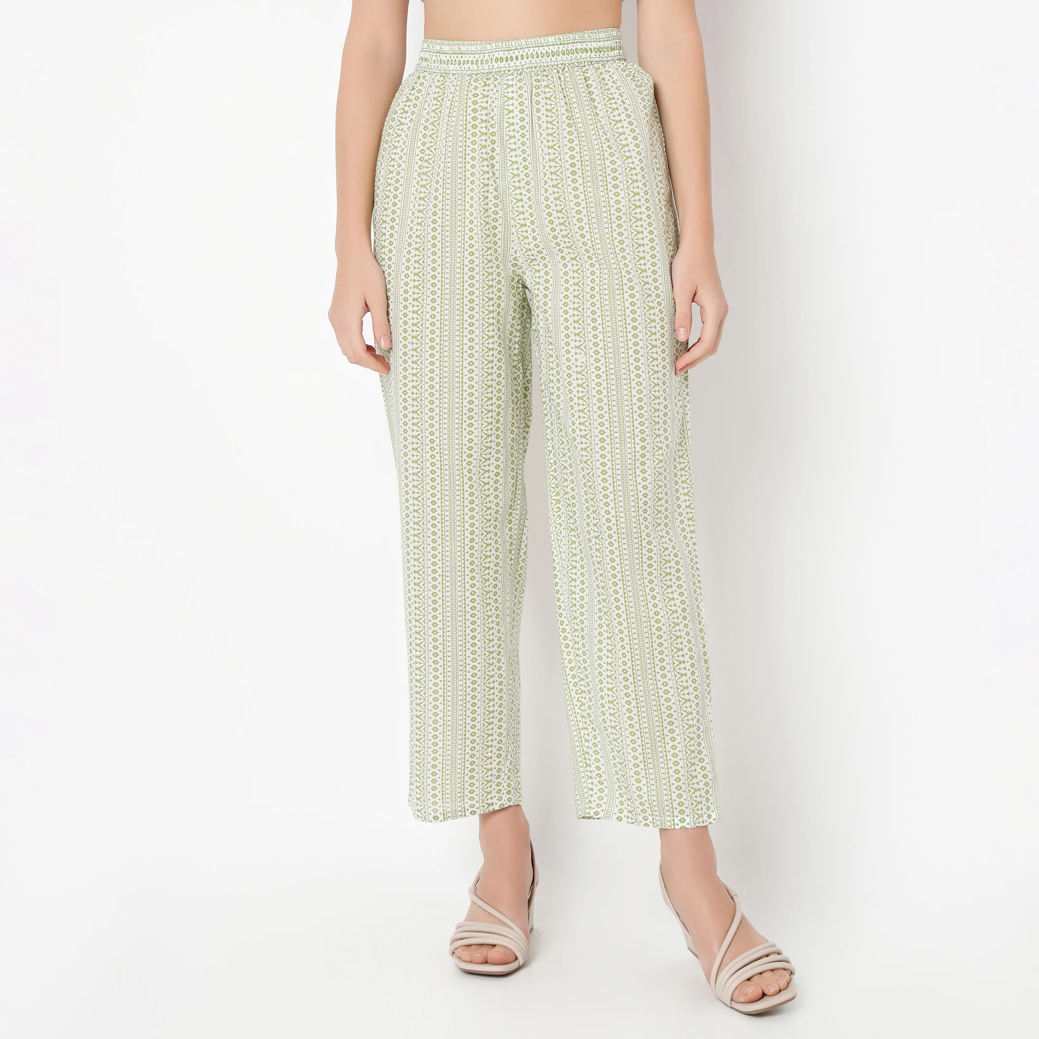 Ankle Length Straight Fit Printed Pants - Image 2