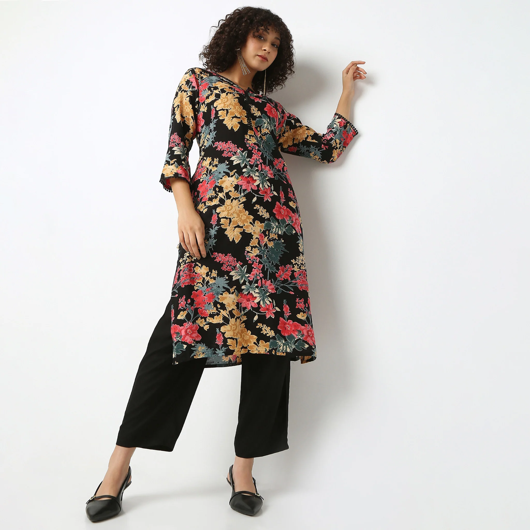 Ankle Length Straight Fit Printed Pants