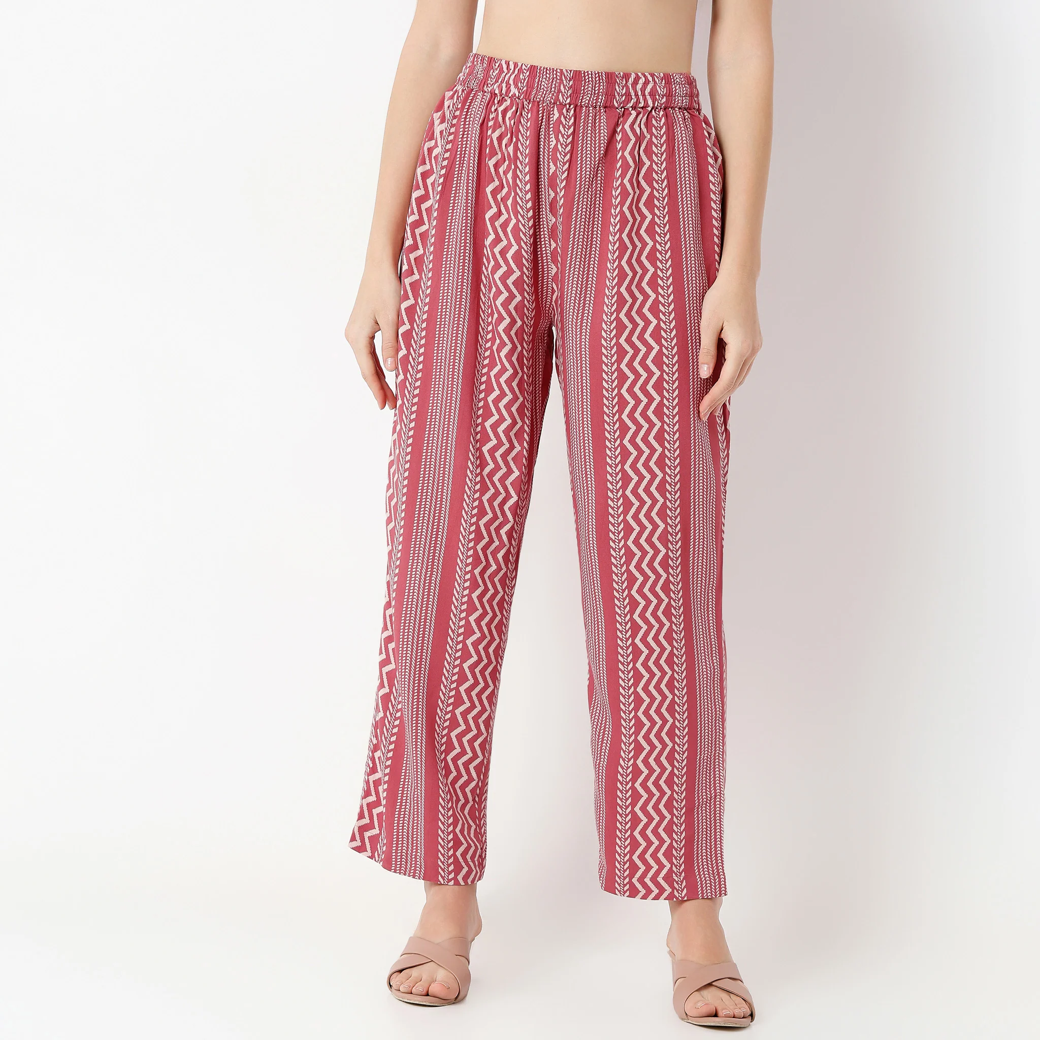 Ankle Length Straight Fit Printed Pants - Image 2