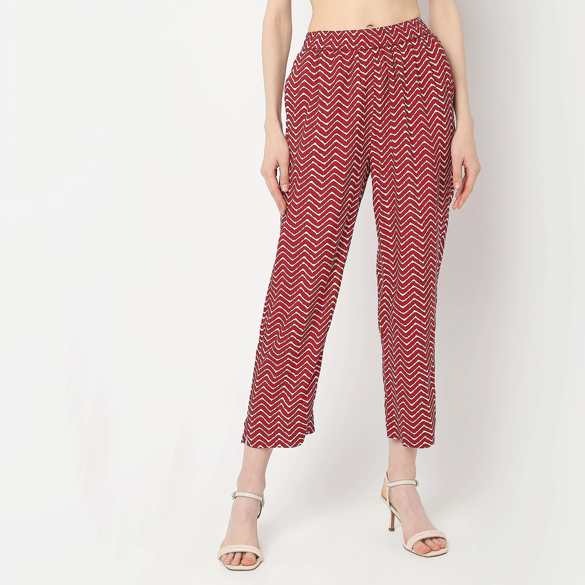 Straight Fit Printed Ankle Length Pants - Image 2