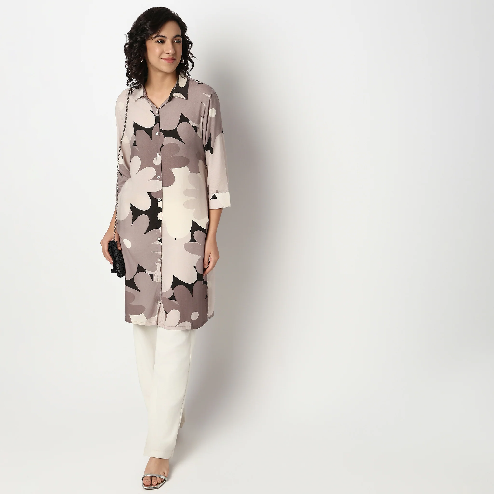 Printed Shirt Collar Kurta - Image 6