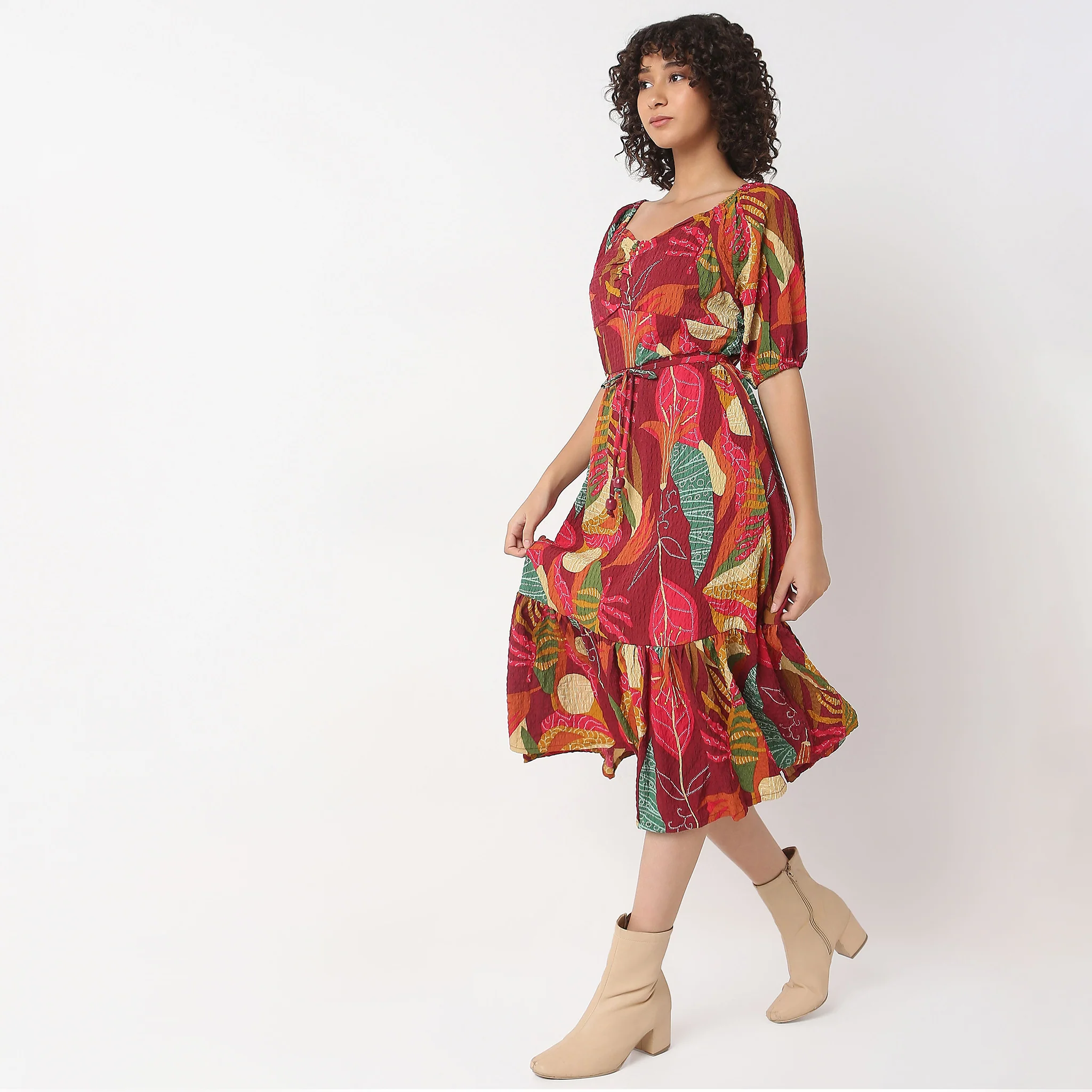 Flare Fit Printed Dress - Image 5